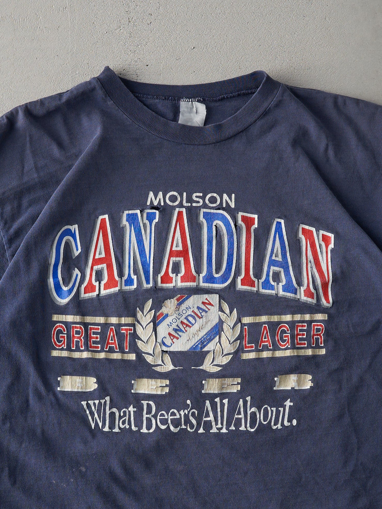 Vintage 90s Navy Molson Canadian Single Stitch Tee (M)