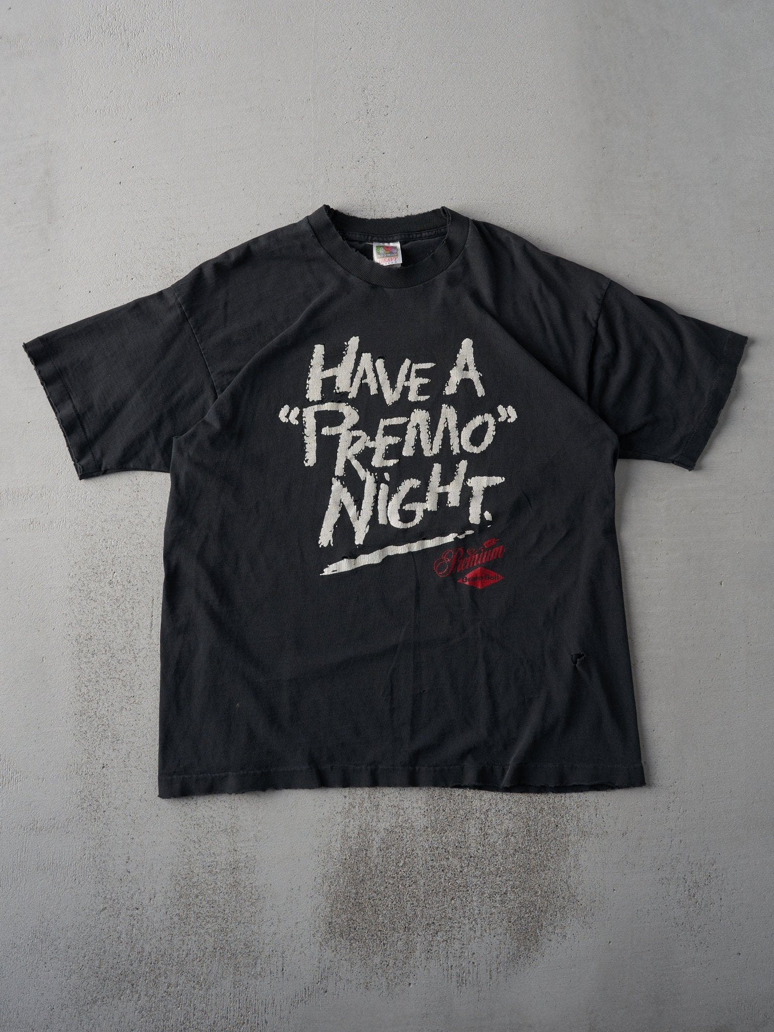 Vintage 90s Faded Black "Have A Premo Night" Beer Tee (M)