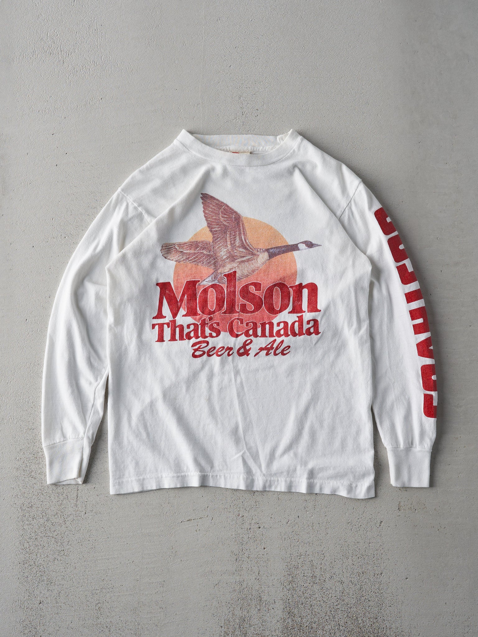 Vintage 80s White Molson Canadian Long Sleeve (XS)