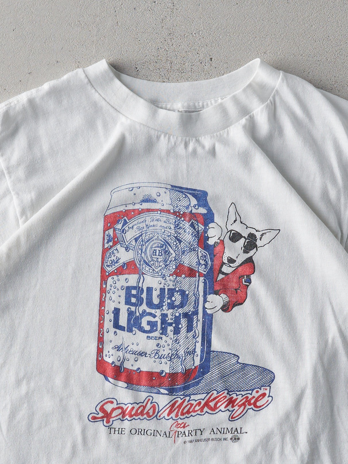 Vintage 87' White Bud Light Single Stitch Baby Tee (XS/S)