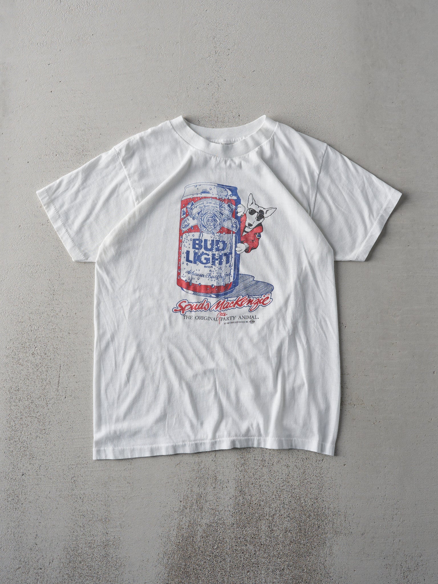 Vintage 87' White Bud Light Single Stitch Baby Tee (XS/S)