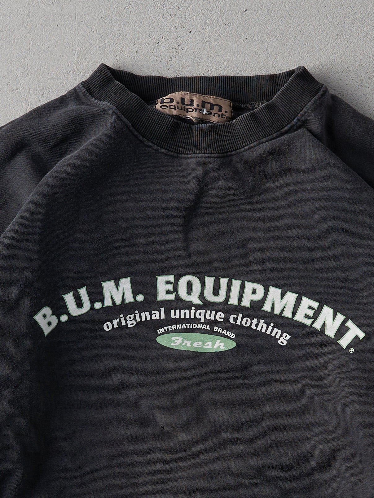 Vintage 90s Faded Black BUM Equipment Boxy Crewneck (XL)