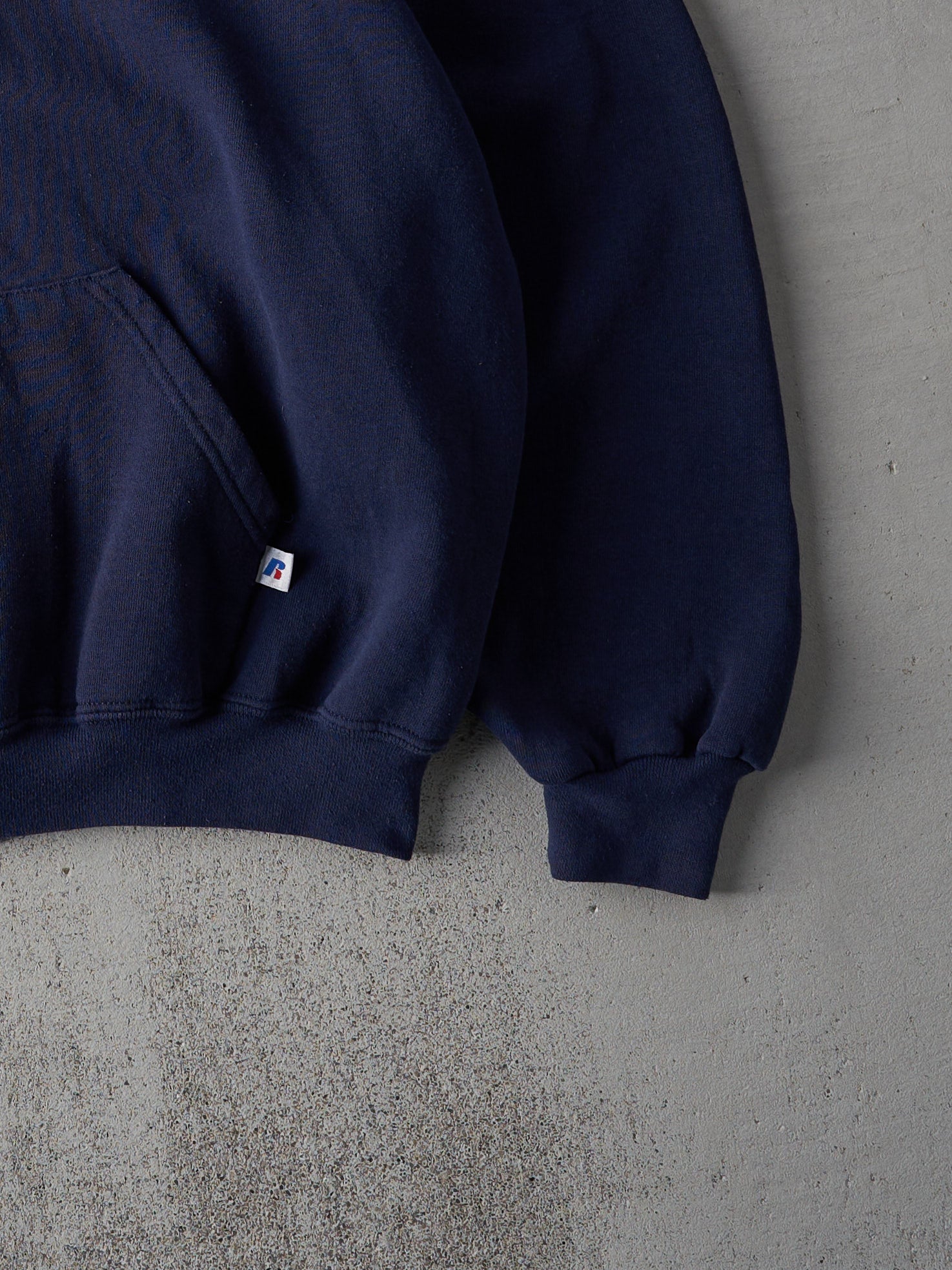 Vintage 90s Navy Russell Athletics Boxy Blank Hoodie (XL)