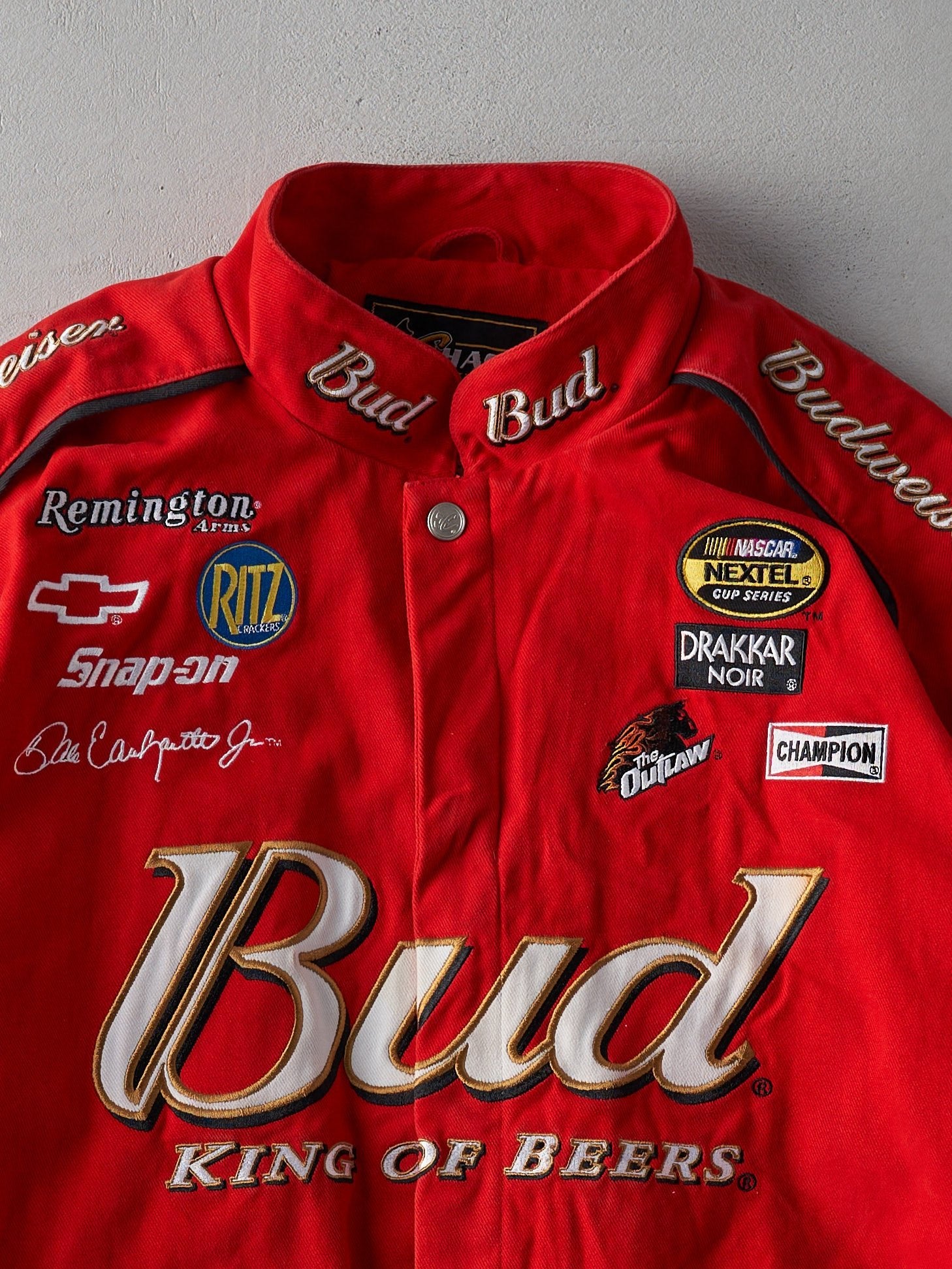 Vintage 90s Red Chase Authentic Budweiser Racing Jacket (XL)