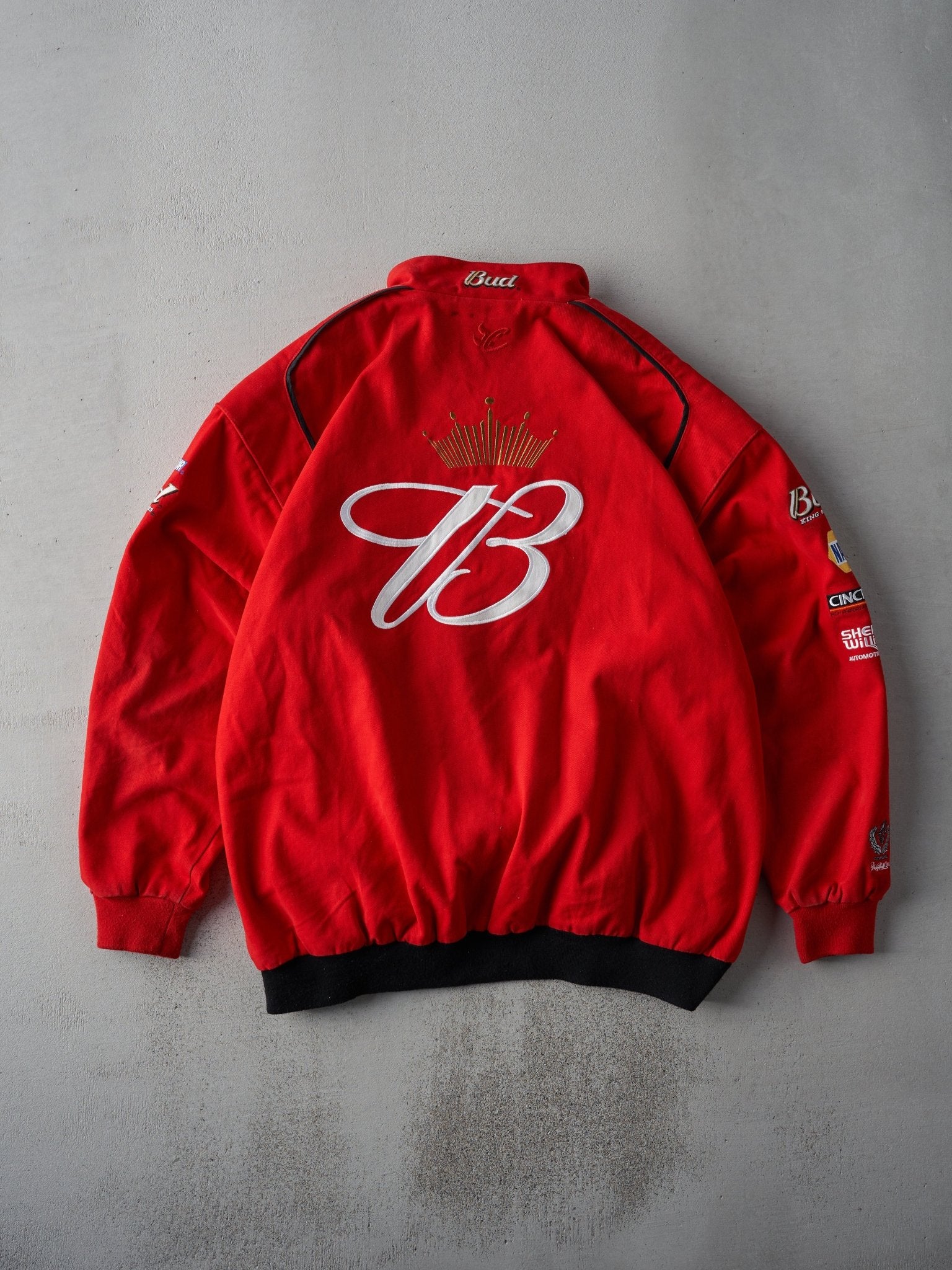 Vintage 90s Red Chase Authentic Budweiser Racing Jacket (XL)