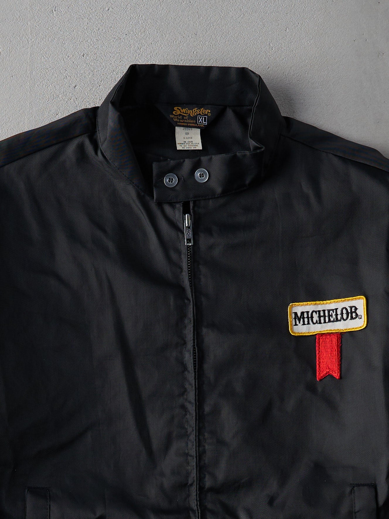 Vintage 70s Black Michelob Beer Nylon Jacket (L)