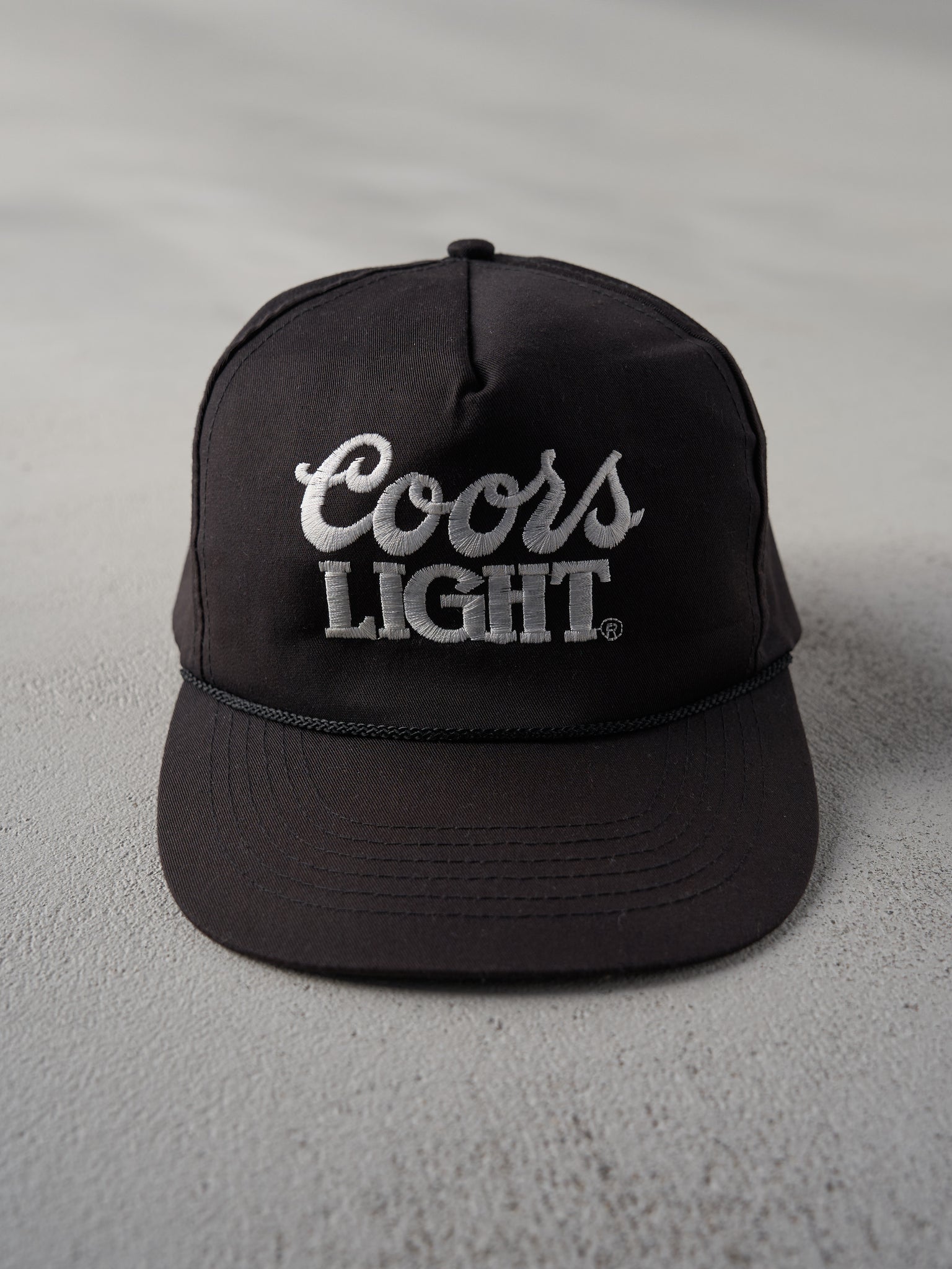 Vintage 80s Black Coors Light Snapback Hat