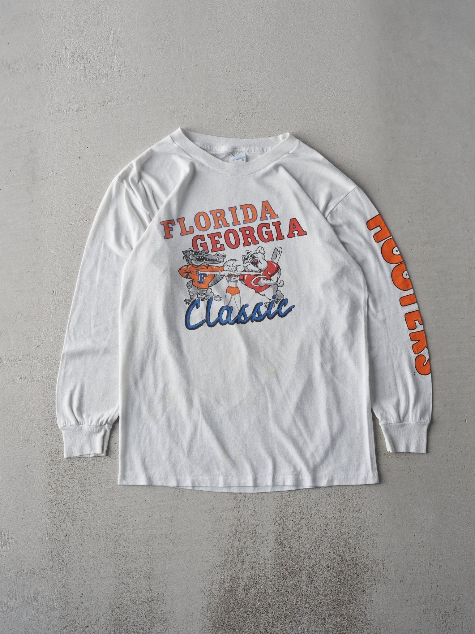 Vintage 80s White Florida Georgia Hooters Long Sleeve (S)