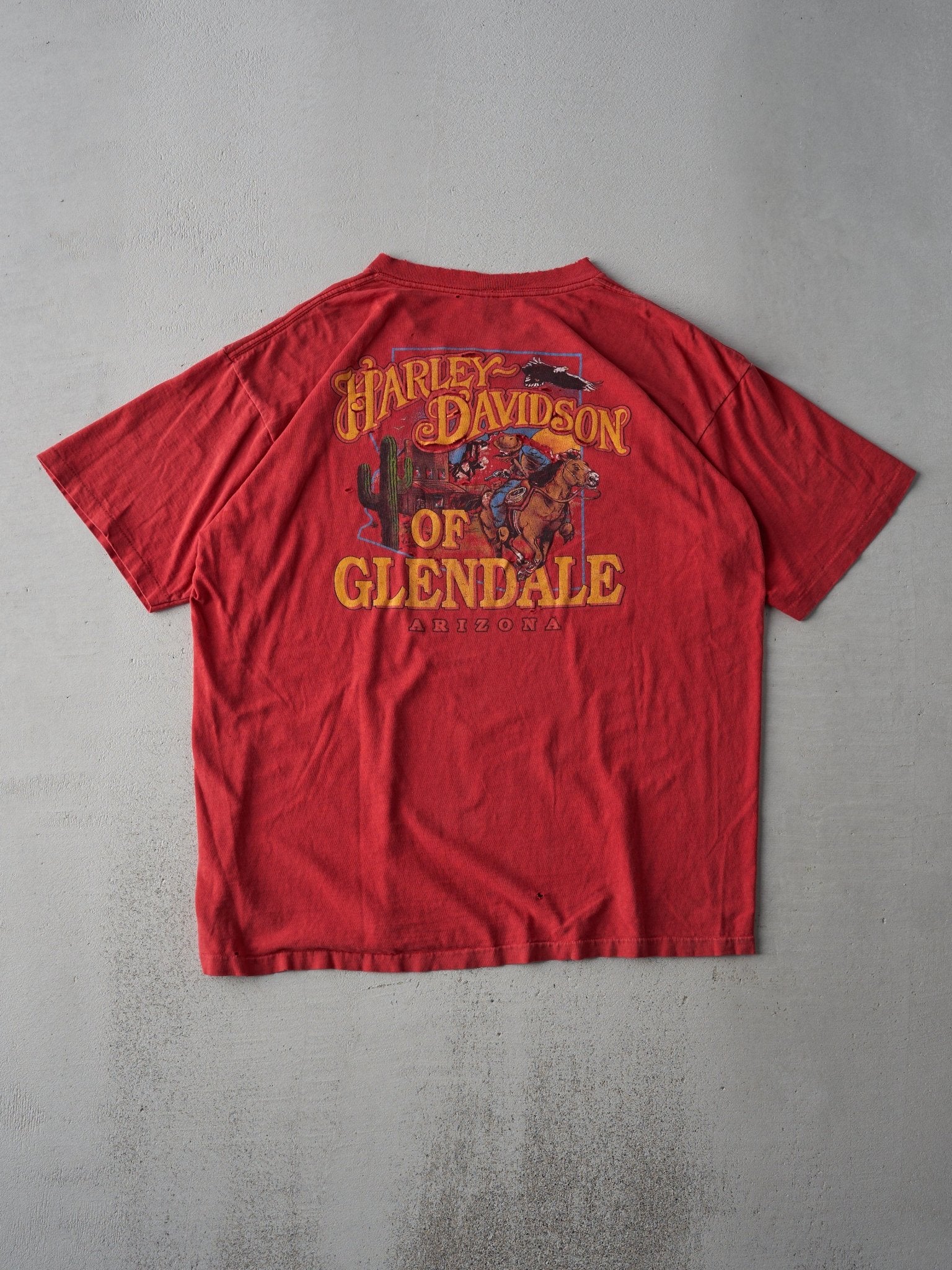 Vintage 96' Red Glendale Arizona Harley Davidson Single Stitch Tee (L)