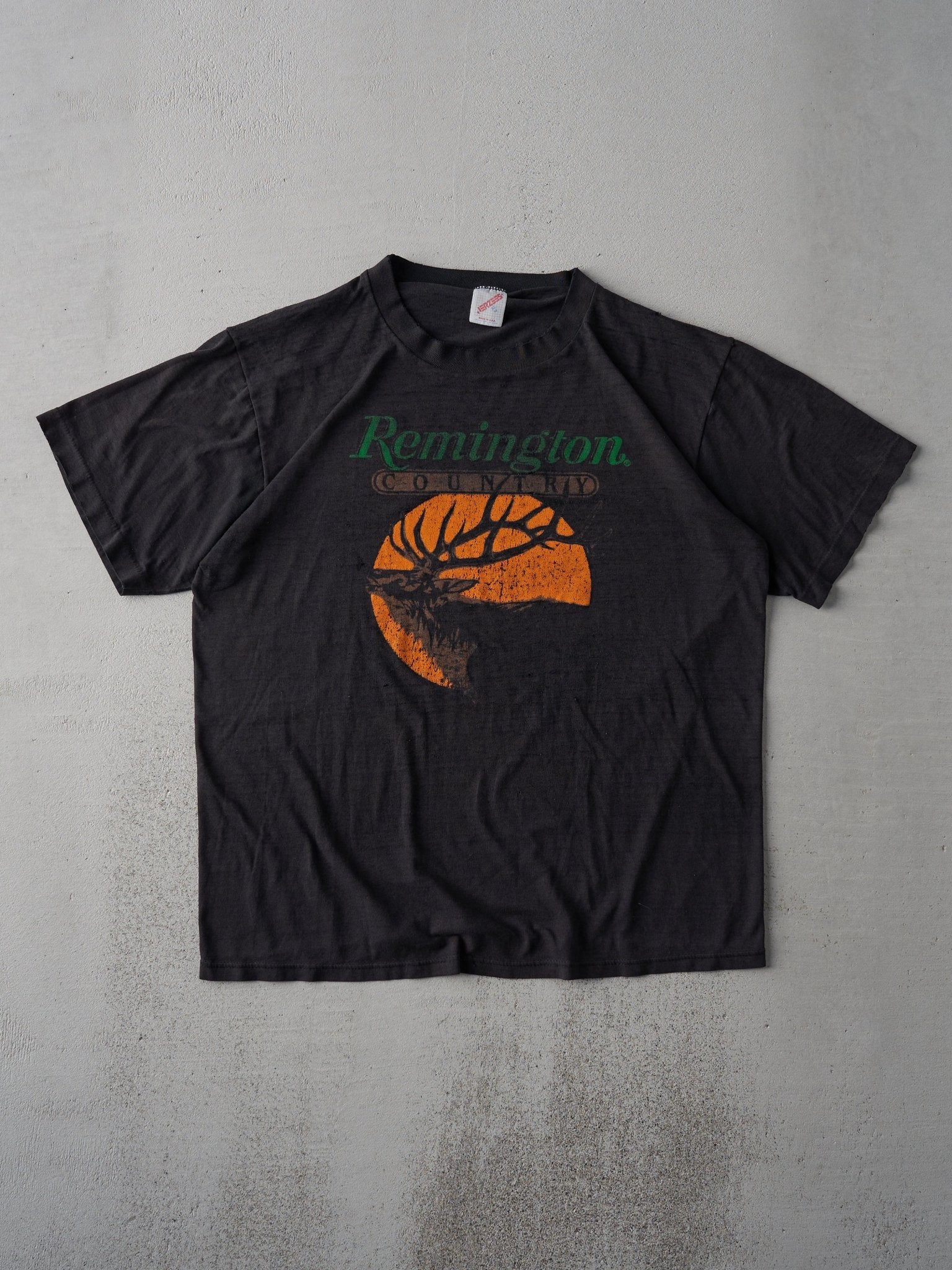 Vintage 80s Black Remington Country Single Stitch Tee (M)