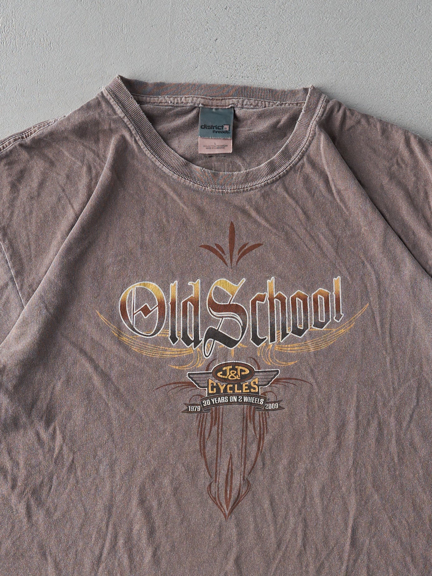 Vintage 09' Washed Brown J+P Cycles Old School Tee (M)