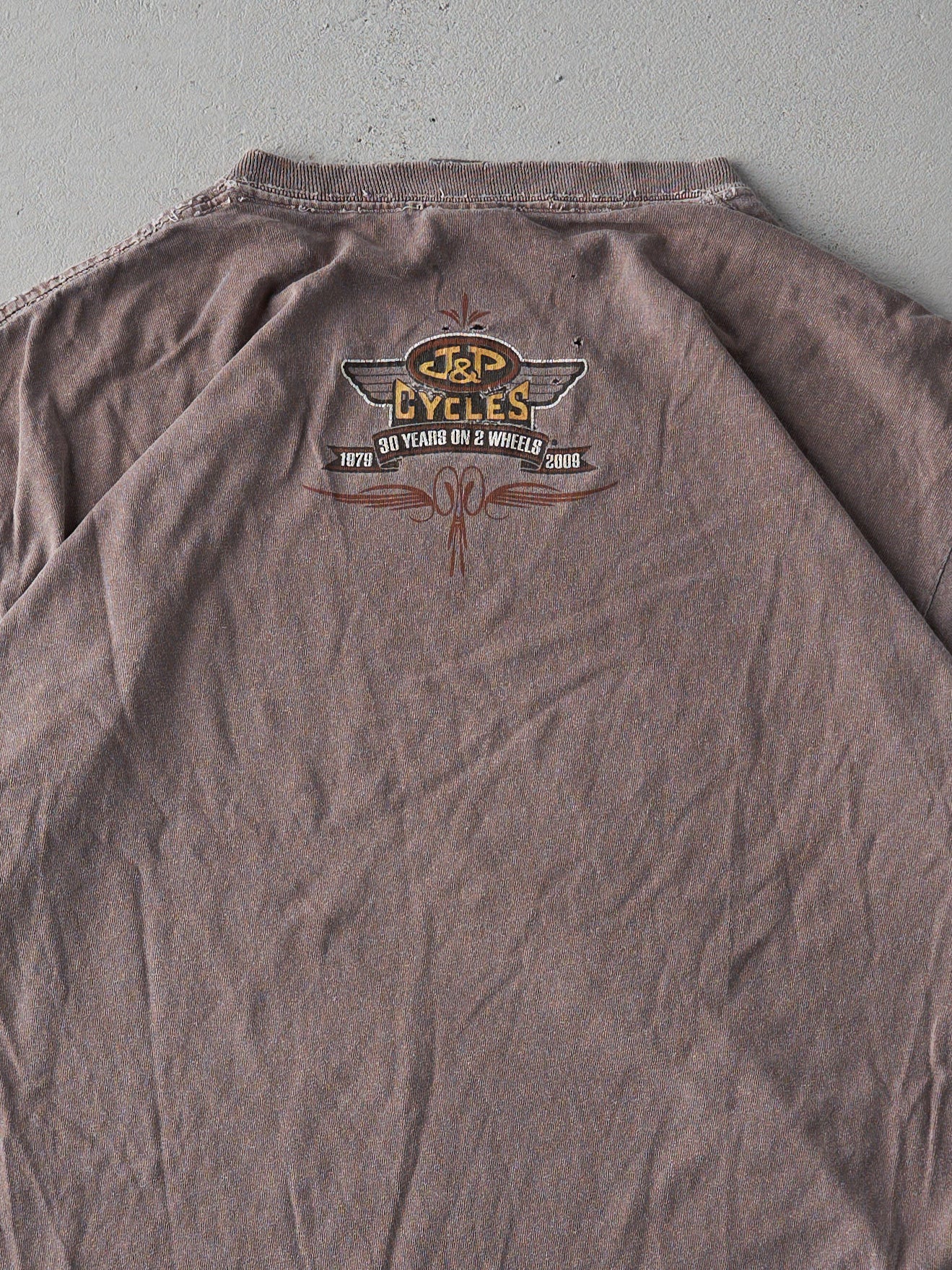 Vintage 09' Washed Brown J+P Cycles Old School Tee (M)