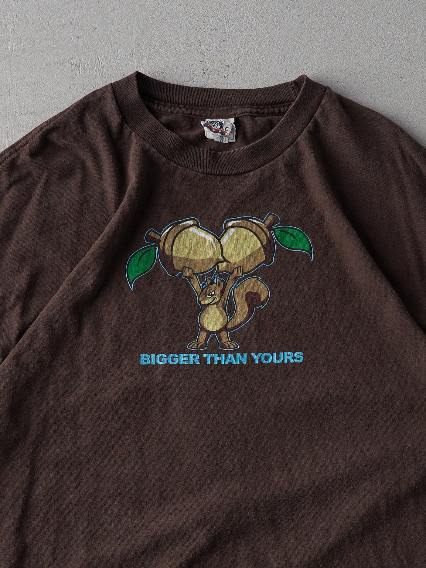 Vintage Y2K Chocolate Brown "Bigger Than Yours" Tee (L)
