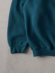 Vintage 90s Deep Teal Quarter Button Up Blank Crewneck (L)