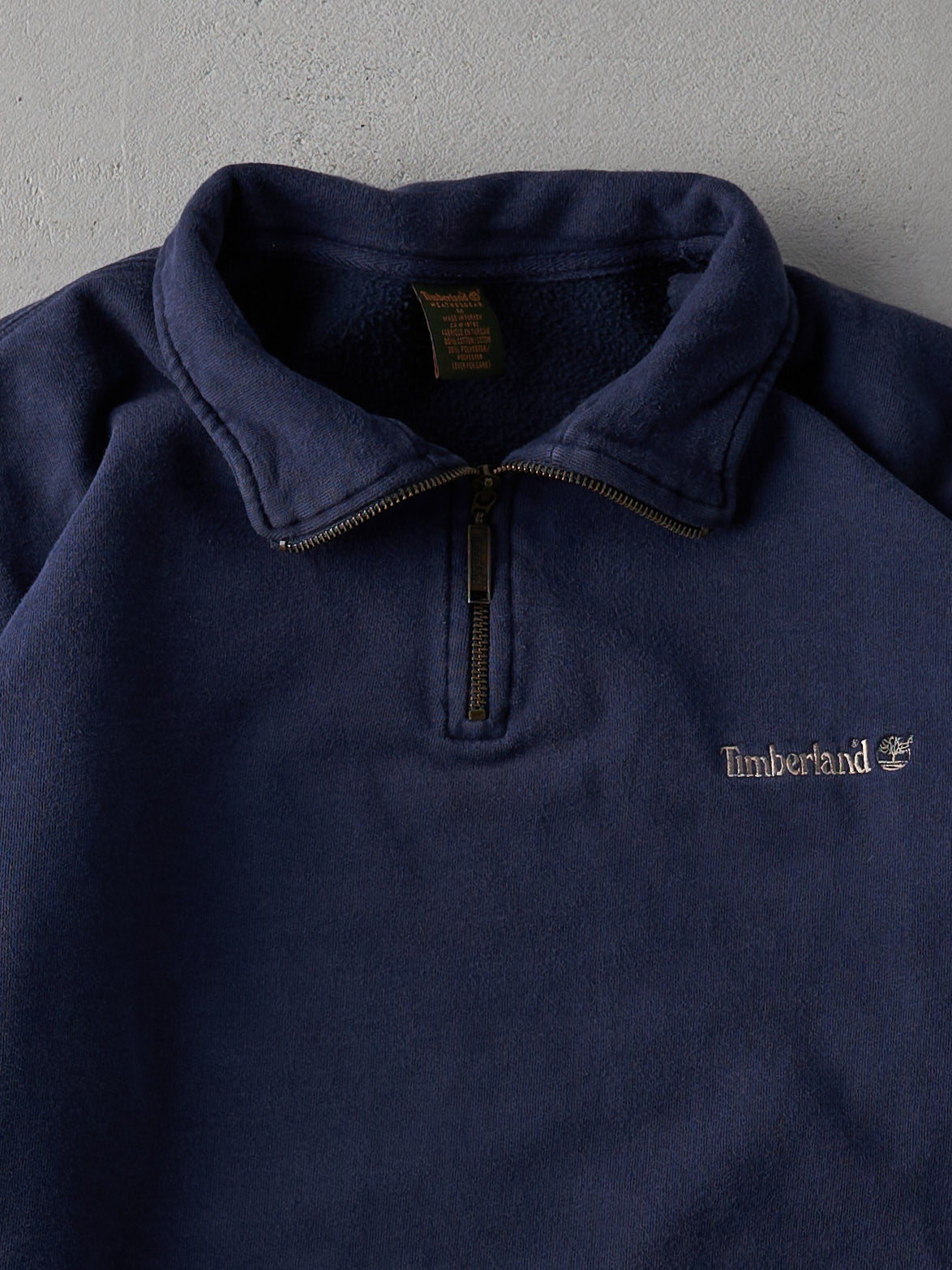 Vintage 90s Navy Blue Timberland Quarter Zip Crewneck (L)