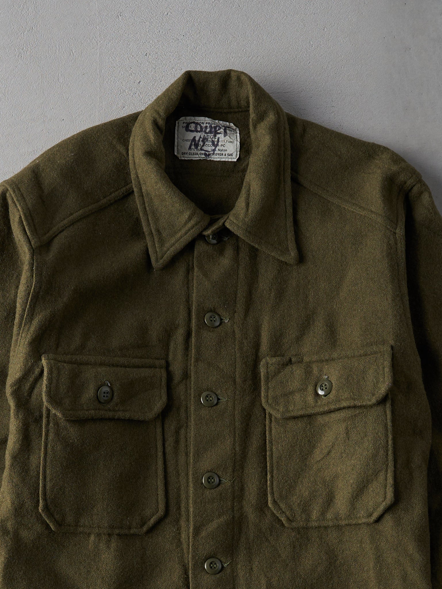 Vintage 80s Green Wool Military Jacket (M)