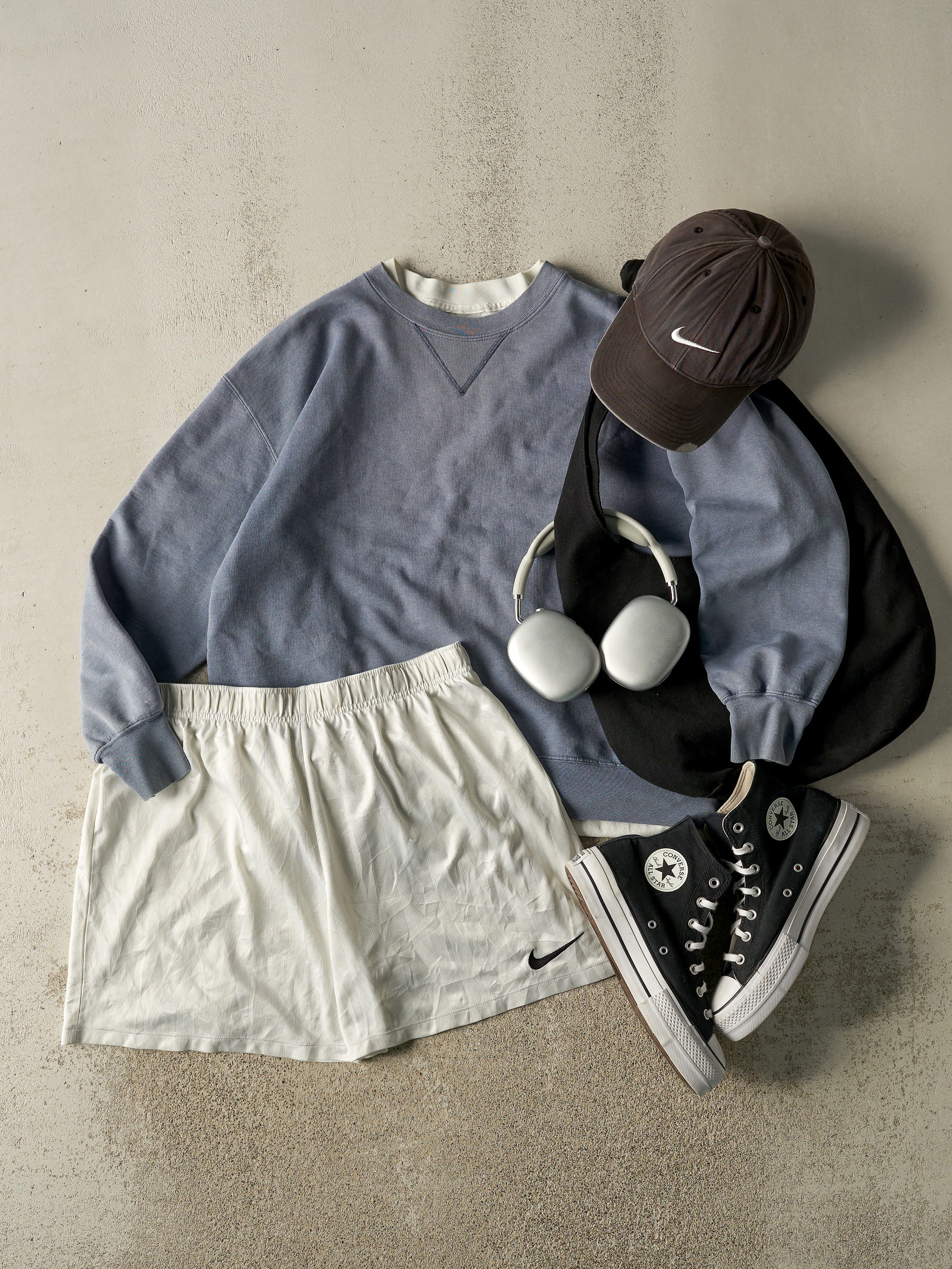 Vintage 90s Washed Blue Blank Crewneck (M)