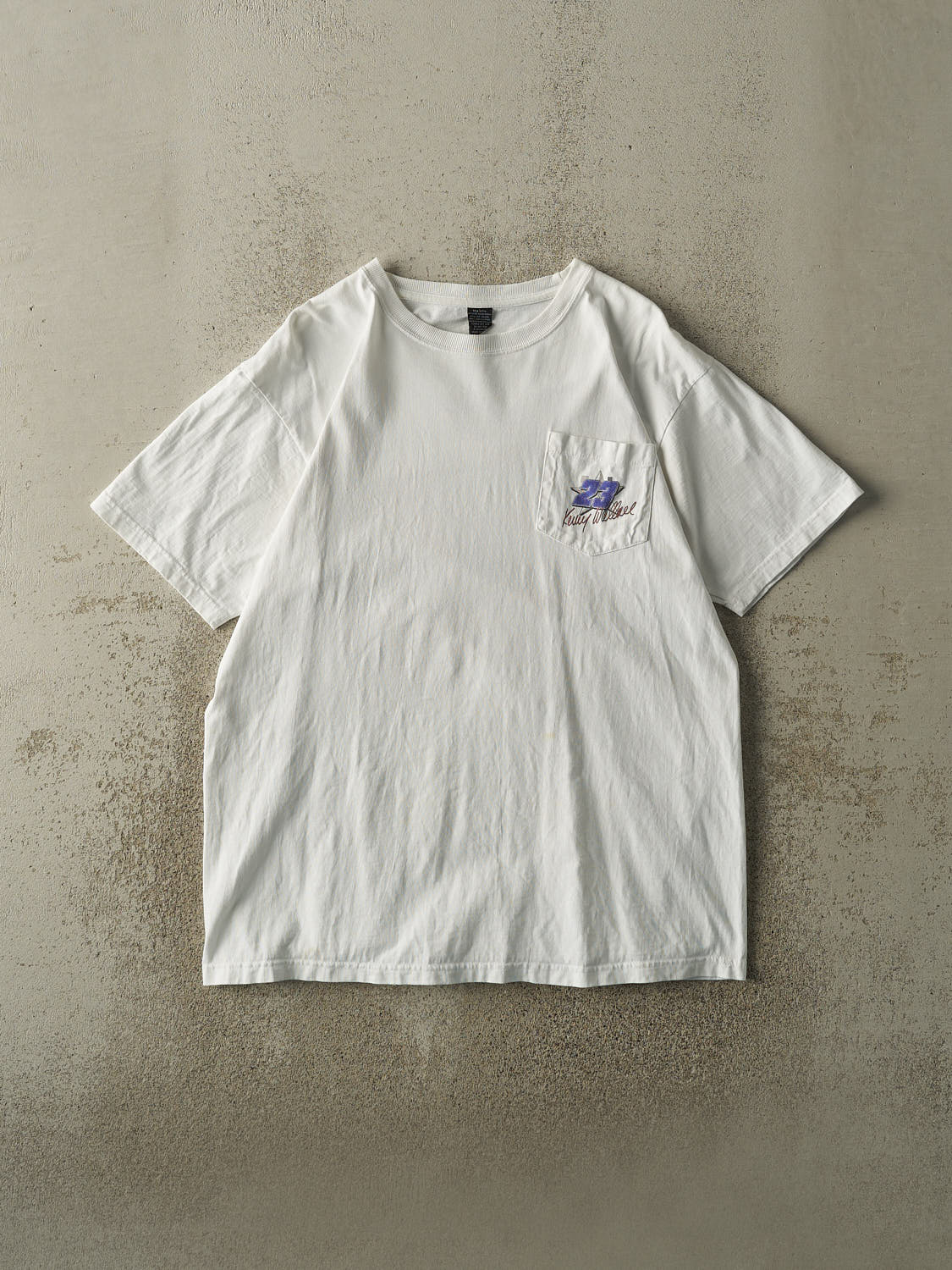 Vintage 03' White #23 Kenny Wallace Nascar Racing Pocket Tee (M/L)