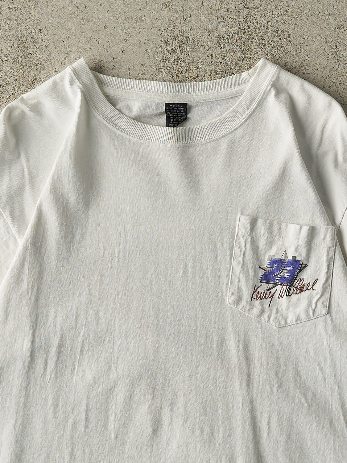 Vintage 03' White #23 Kenny Wallace Nascar Racing Pocket Tee (M/L)