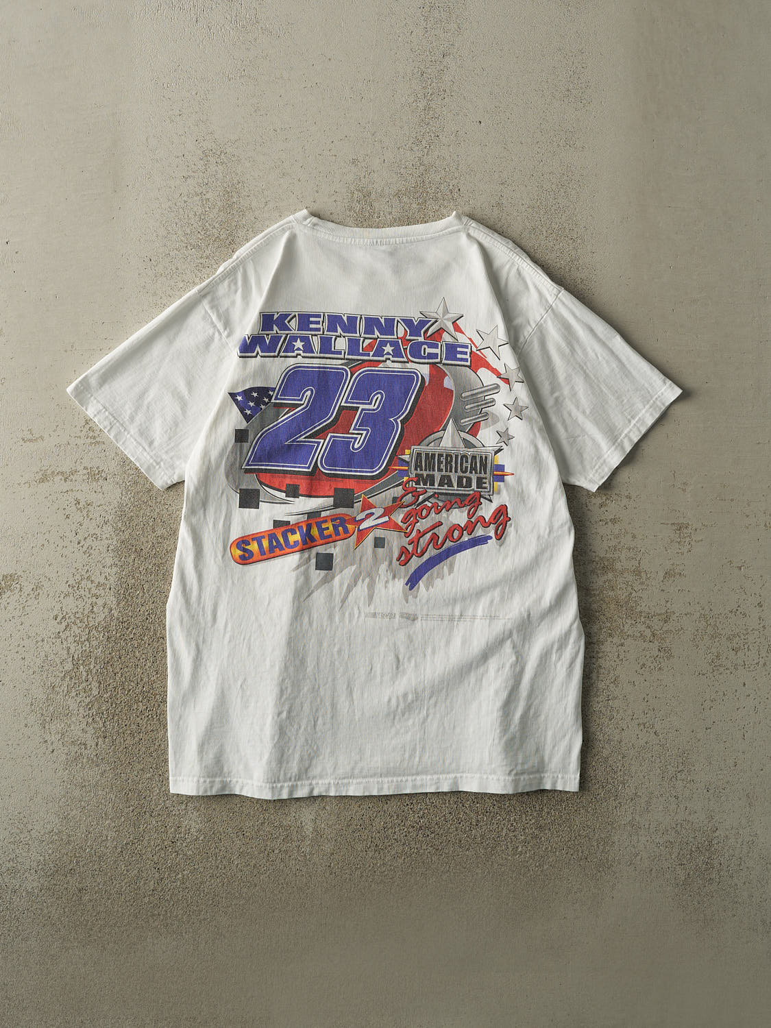 Vintage 03' White #23 Kenny Wallace Nascar Racing Pocket Tee (M/L)