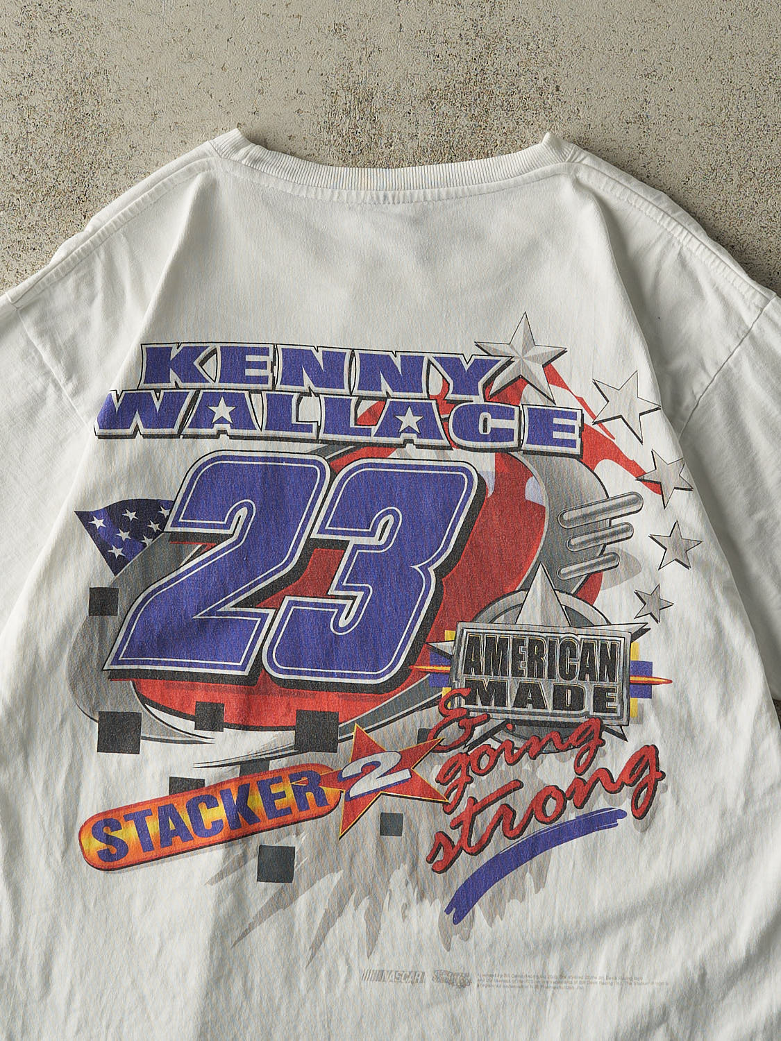 Vintage 03' White #23 Kenny Wallace Nascar Racing Pocket Tee (M/L)