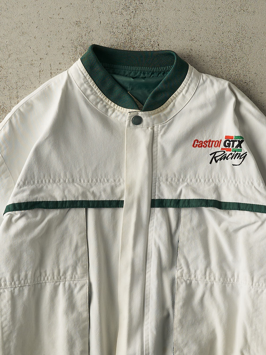 Vintage 80s White & Green Castrol GTX Racing Jacket (L/XL)