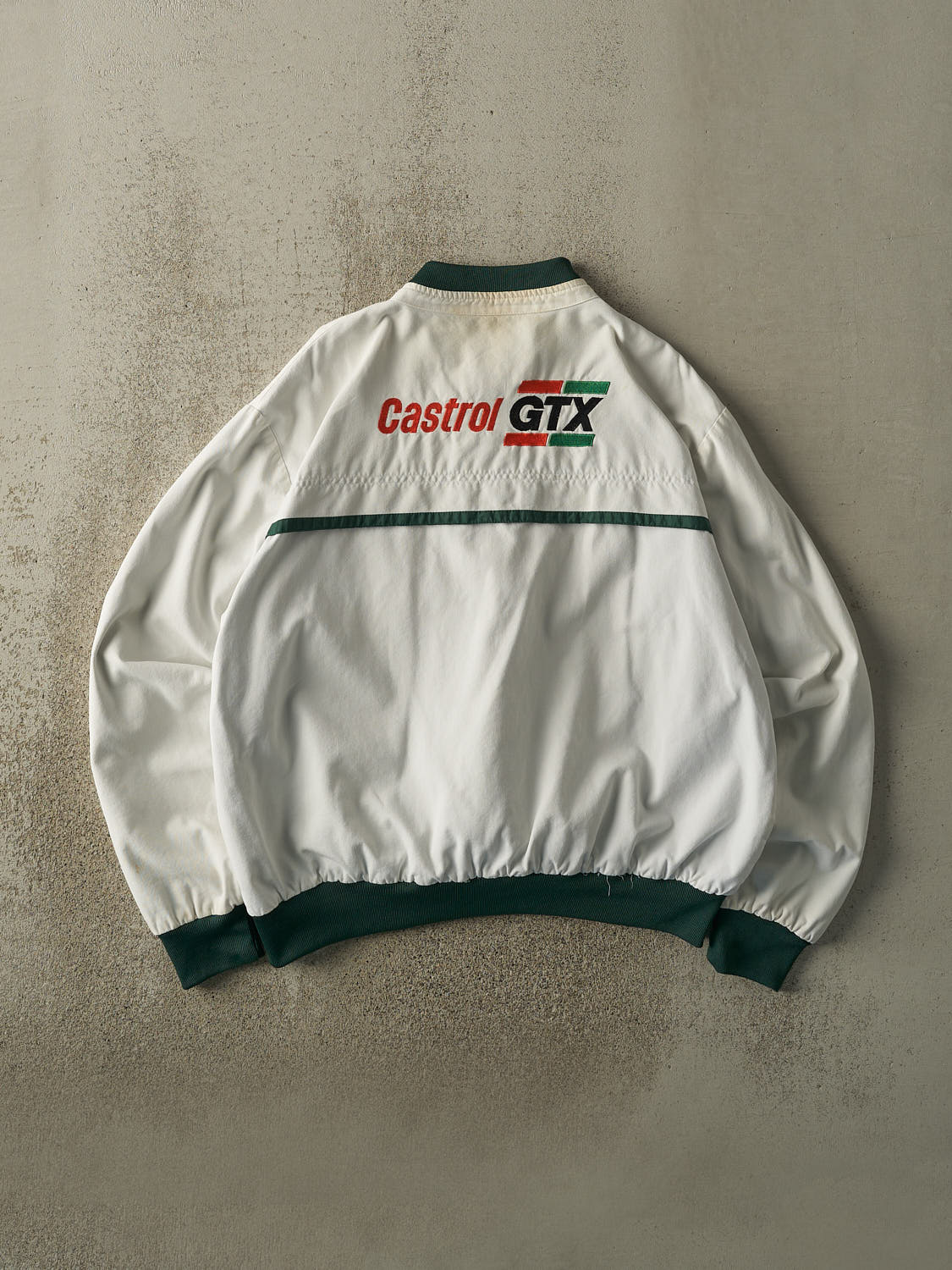 Vintage 80s White & Green Castrol GTX Racing Jacket (L/XL)