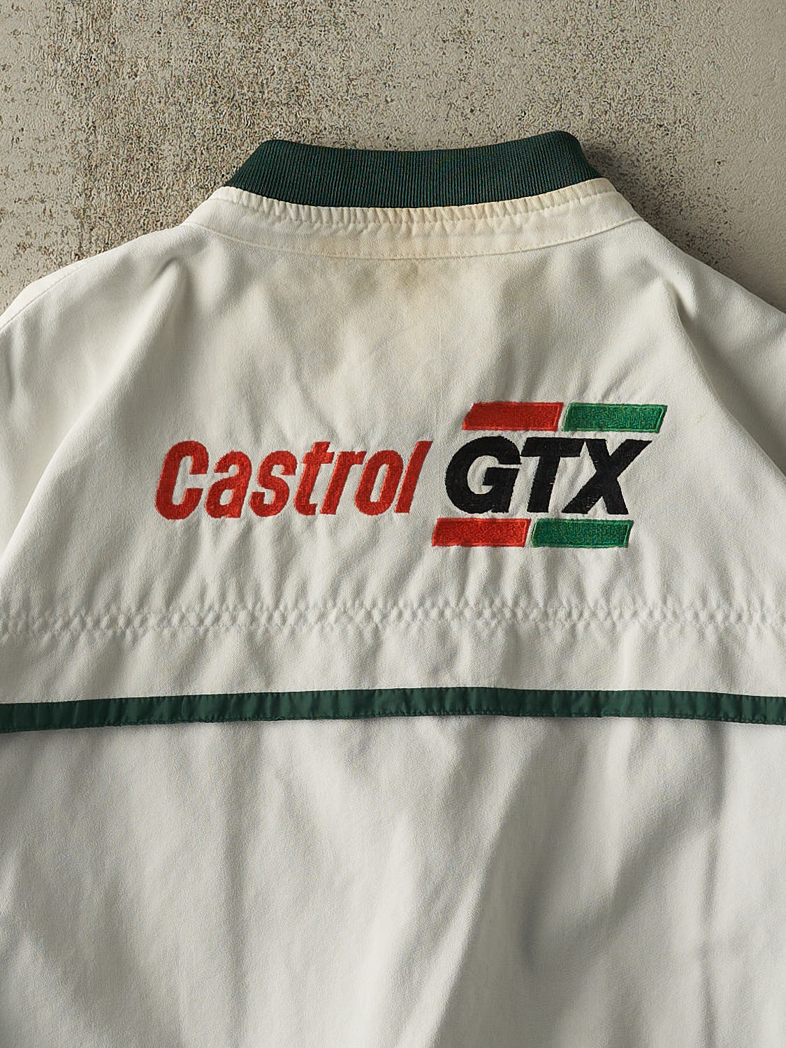 Vintage 80s White & Green Castrol GTX Racing Jacket (L/XL)
