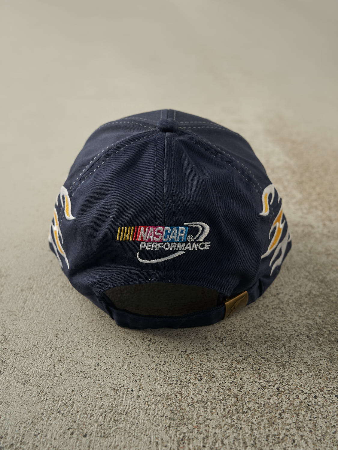 Vintage Y2K Navy Blue & Yellow Flames Nascar x Goodyear Racing Strapback
