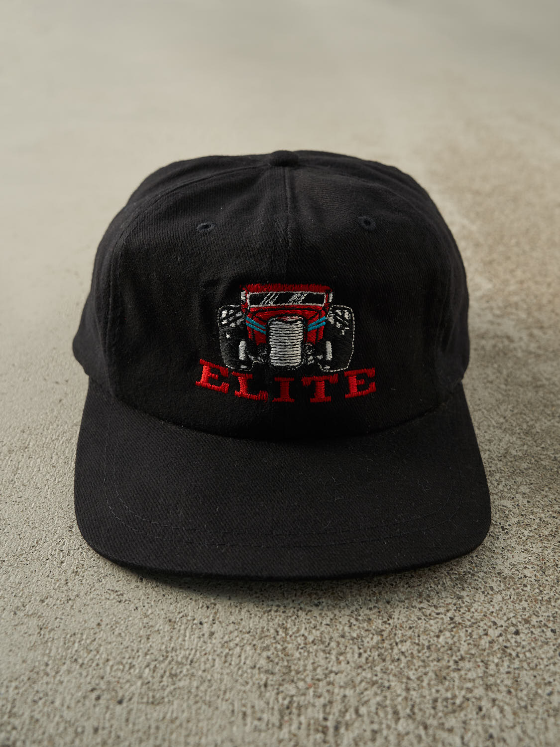 Vintage 90s Black Embroidered Elite Strapback