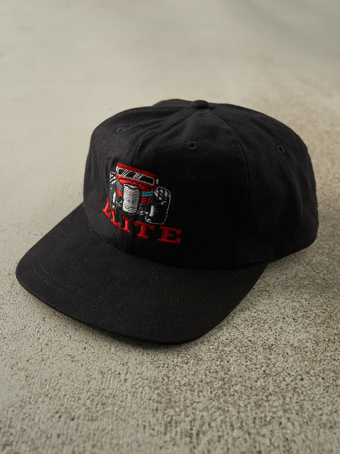 Vintage 90s Black Embroidered Elite Strapback