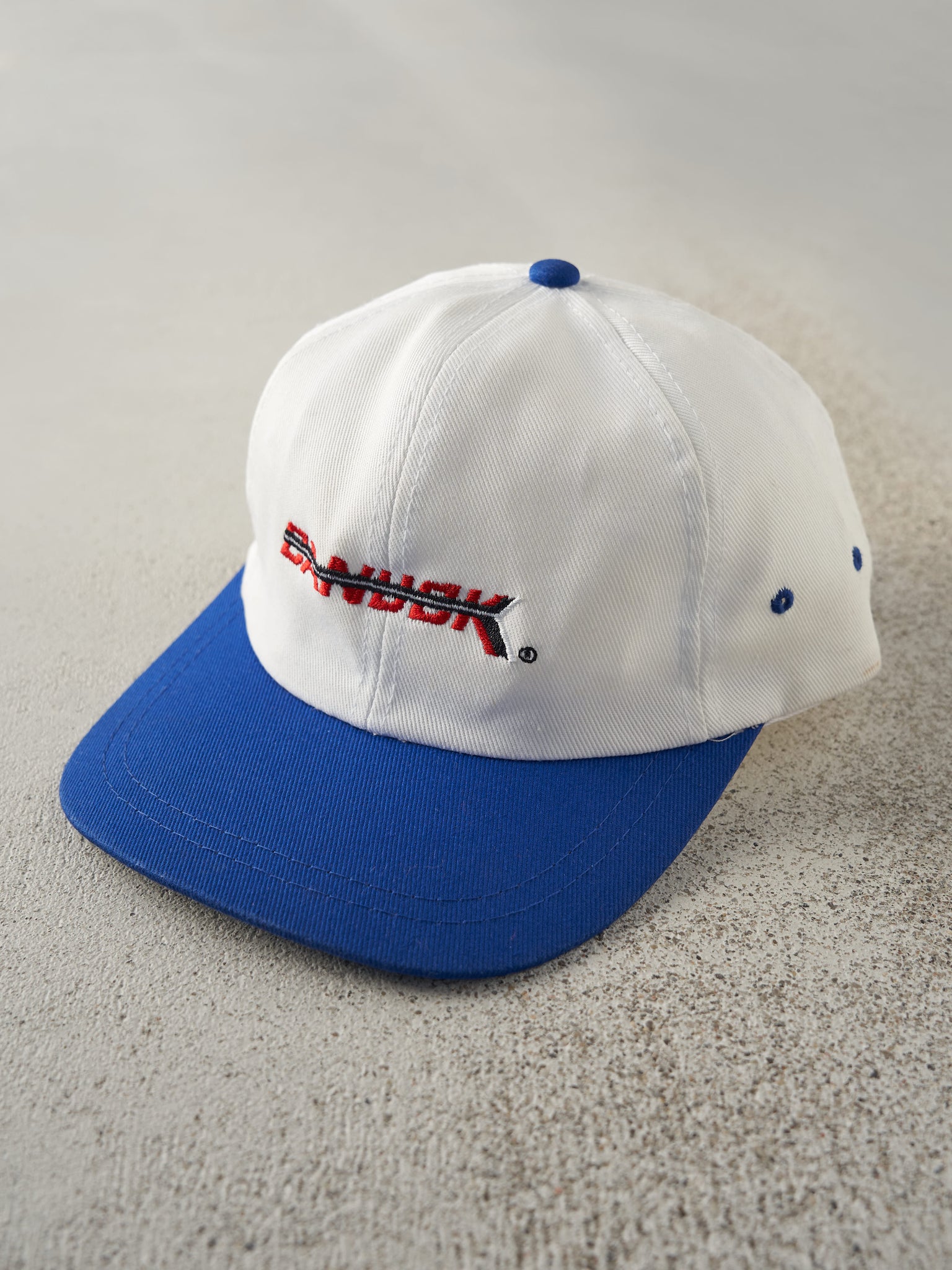 Vintage 90s White & Blue Canuck Embroidered Strap Back Hat