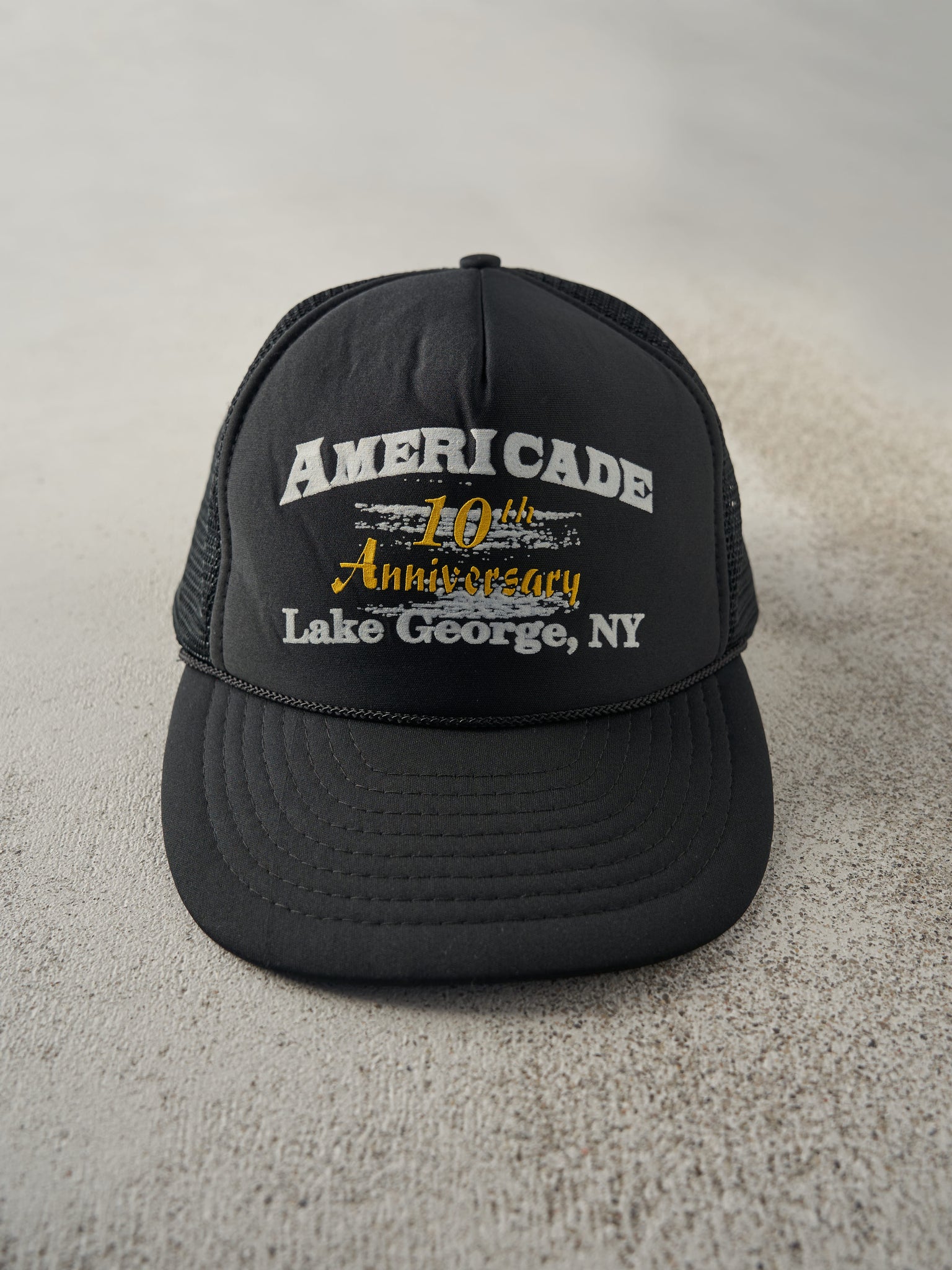 Vintage 90s Black Americade Lake George, NY Foam Trucker Hat