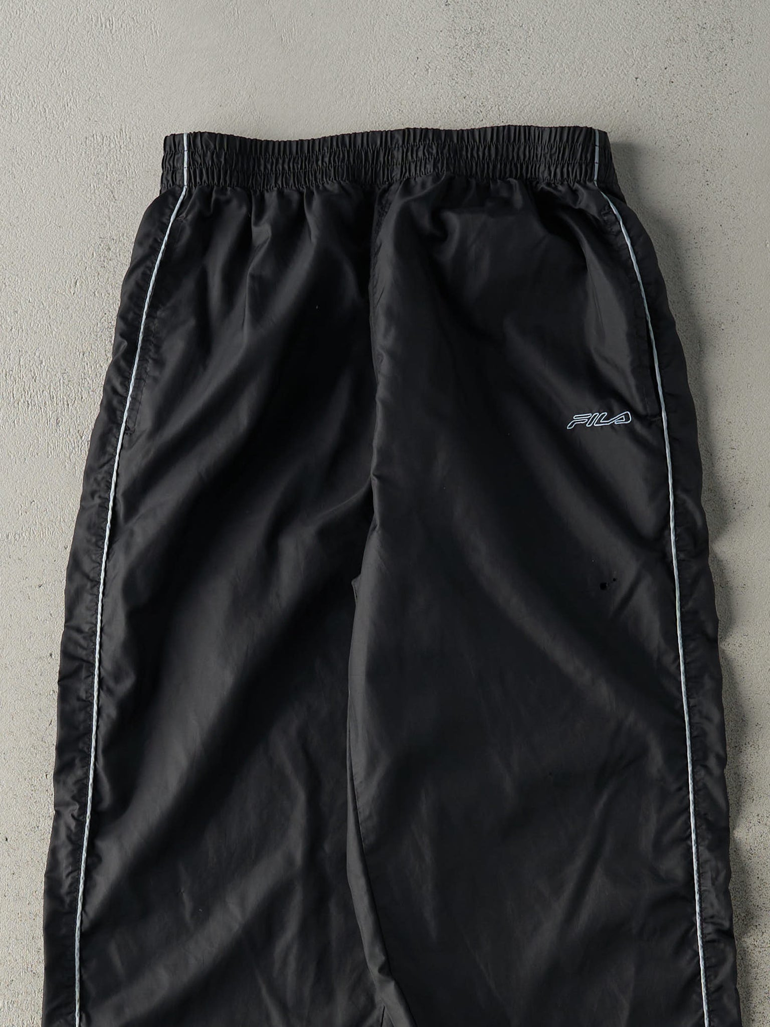 Vintage Y2K Black Fila Nylon Track Pants (28x31)