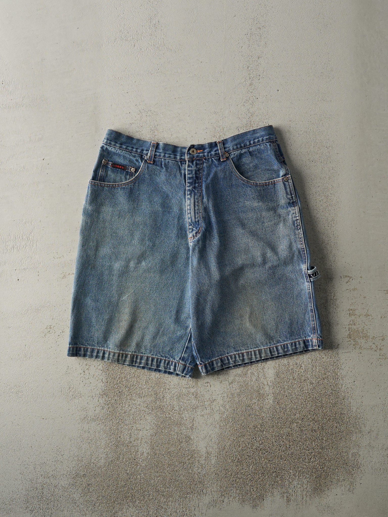 Vintage Y2K Mid Wash Vibes Carpenter Jean Shorts (34x11)