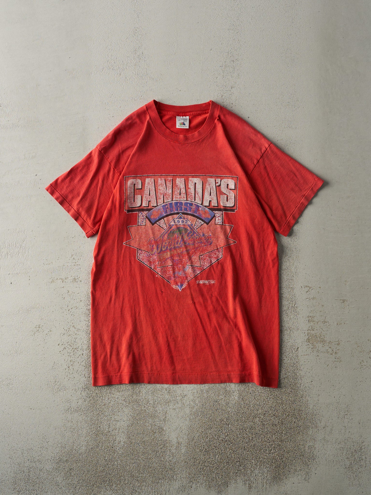 Vintage 92' Red Toronto Blue Jays World Series Champions Single Stitch Tee (M/L)