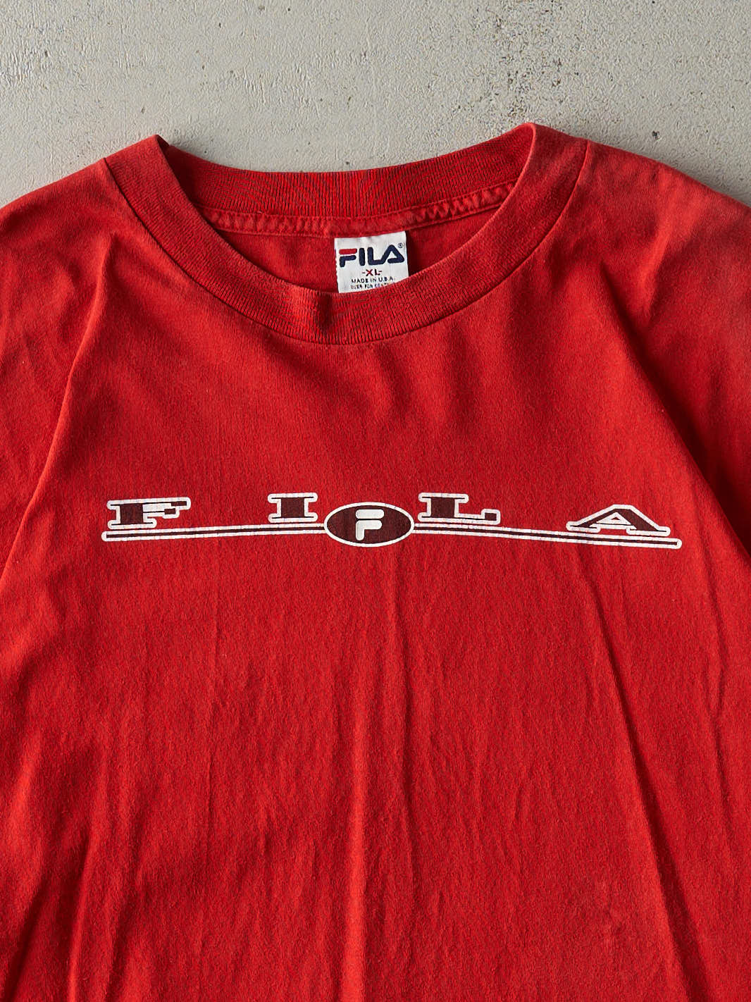 Vintage 90s Red Fila Logo Tee (L)