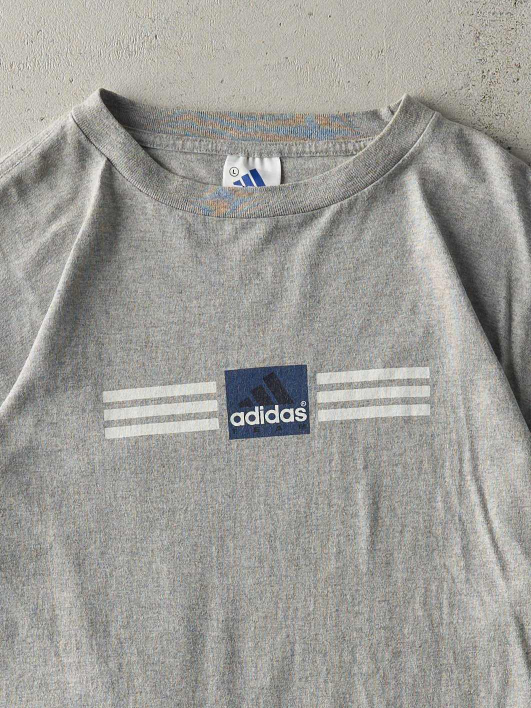 Vintage 90s Grey Adidas Team Logo Tee (M/L)