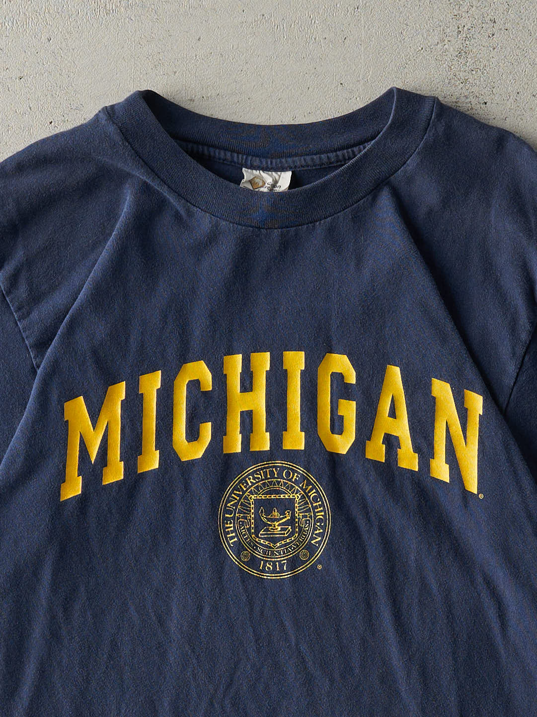 Vintage Y2K Navy Blue University of Michigan Tee (S/M)