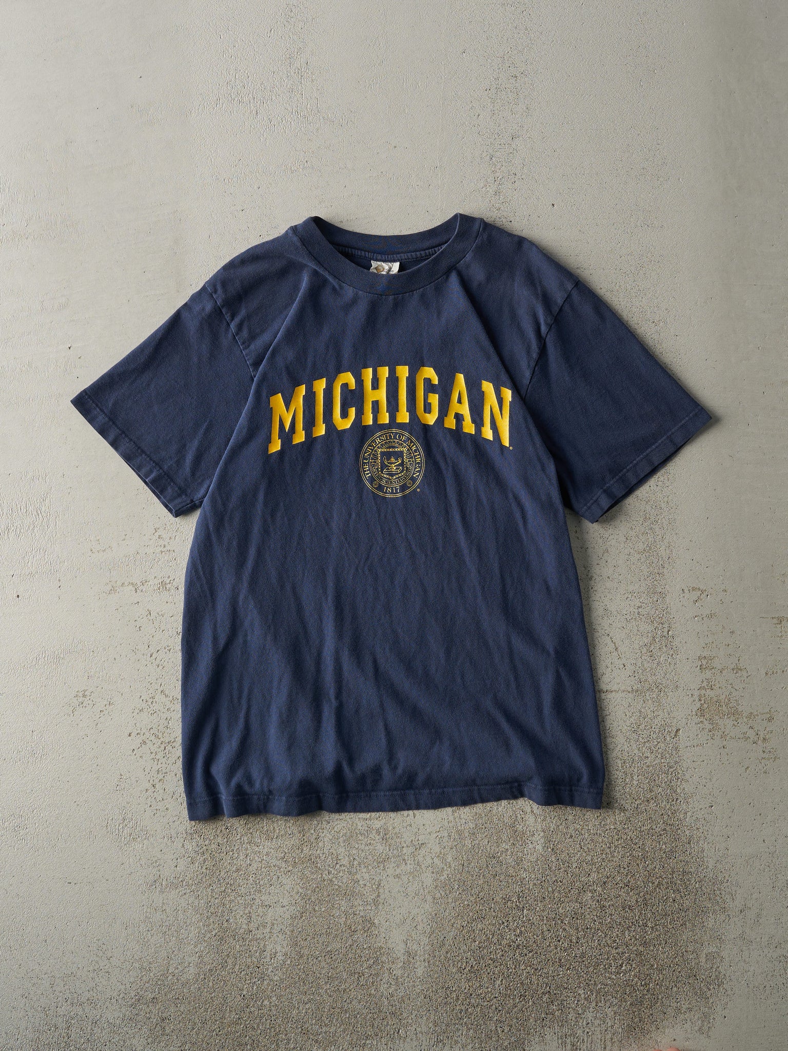 Vintage Y2K Navy Blue University of Michigan Tee (S/M)