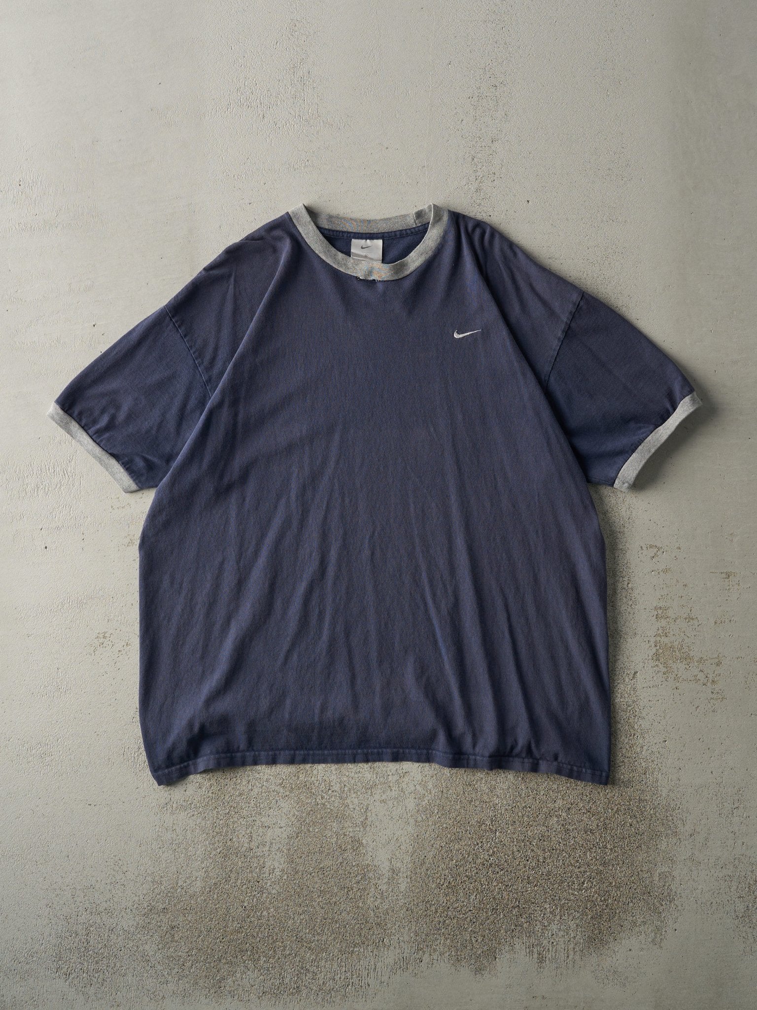 Vintage Y2K Navy & Grey Nike Ringer Tee (L/XL)