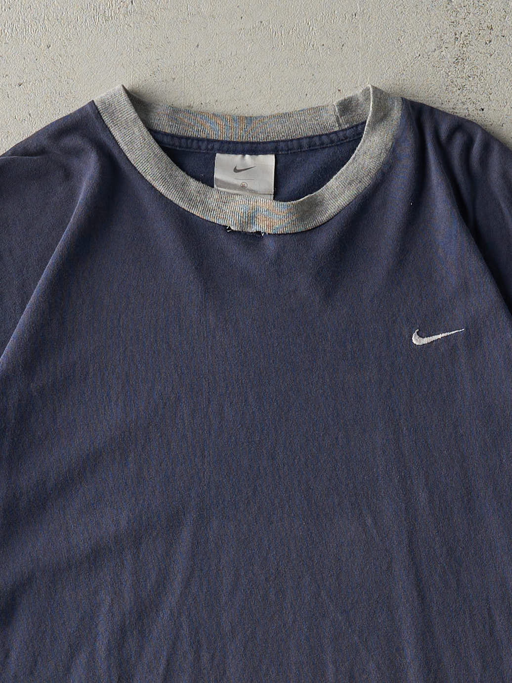 Vintage Y2K Navy & Grey Nike Ringer Tee (L/XL)