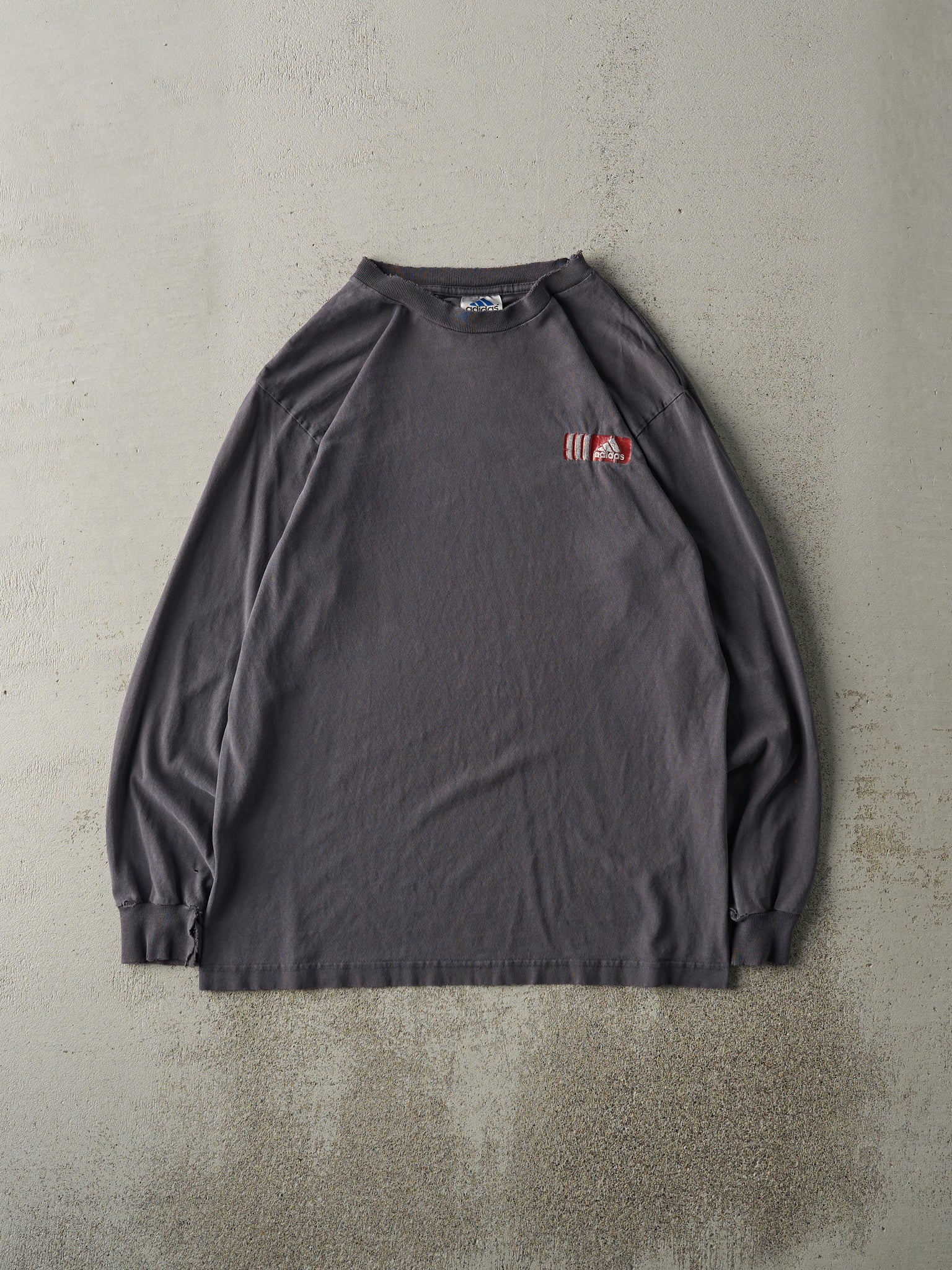 Vintage 90s Charcoal Grey Adidas Long Sleeve (S/M)