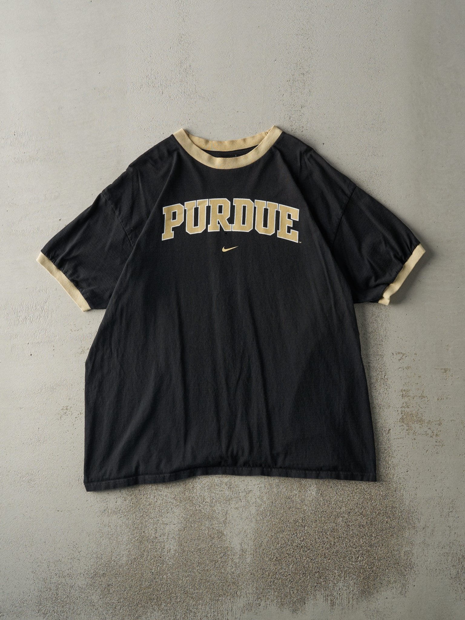 Vintage Y2K Black Nike x Purdue University Ringer Tee (L/XL)