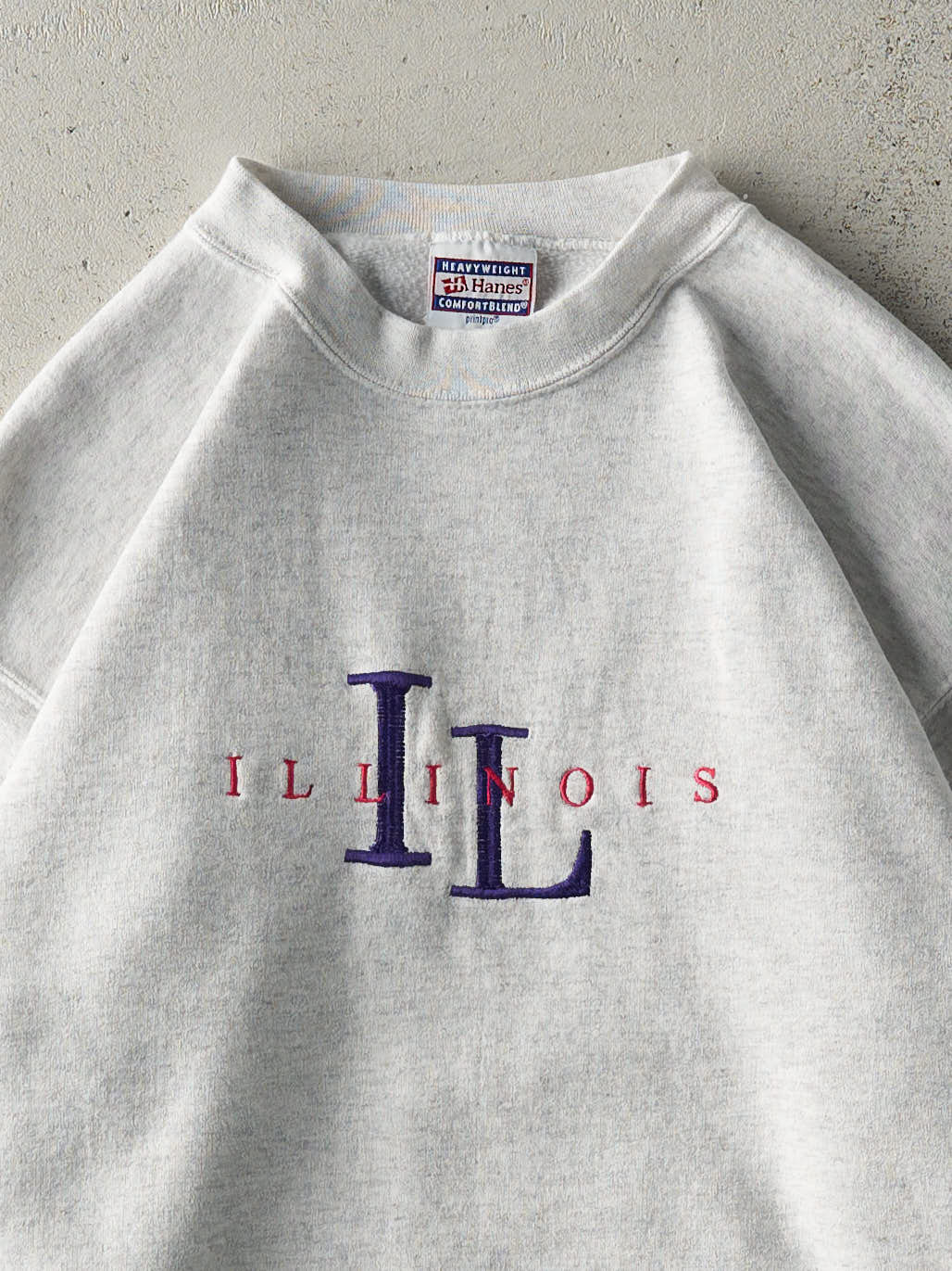 Vintage 90s Heather Grey Illinois Embroidered Crewneck (M)
