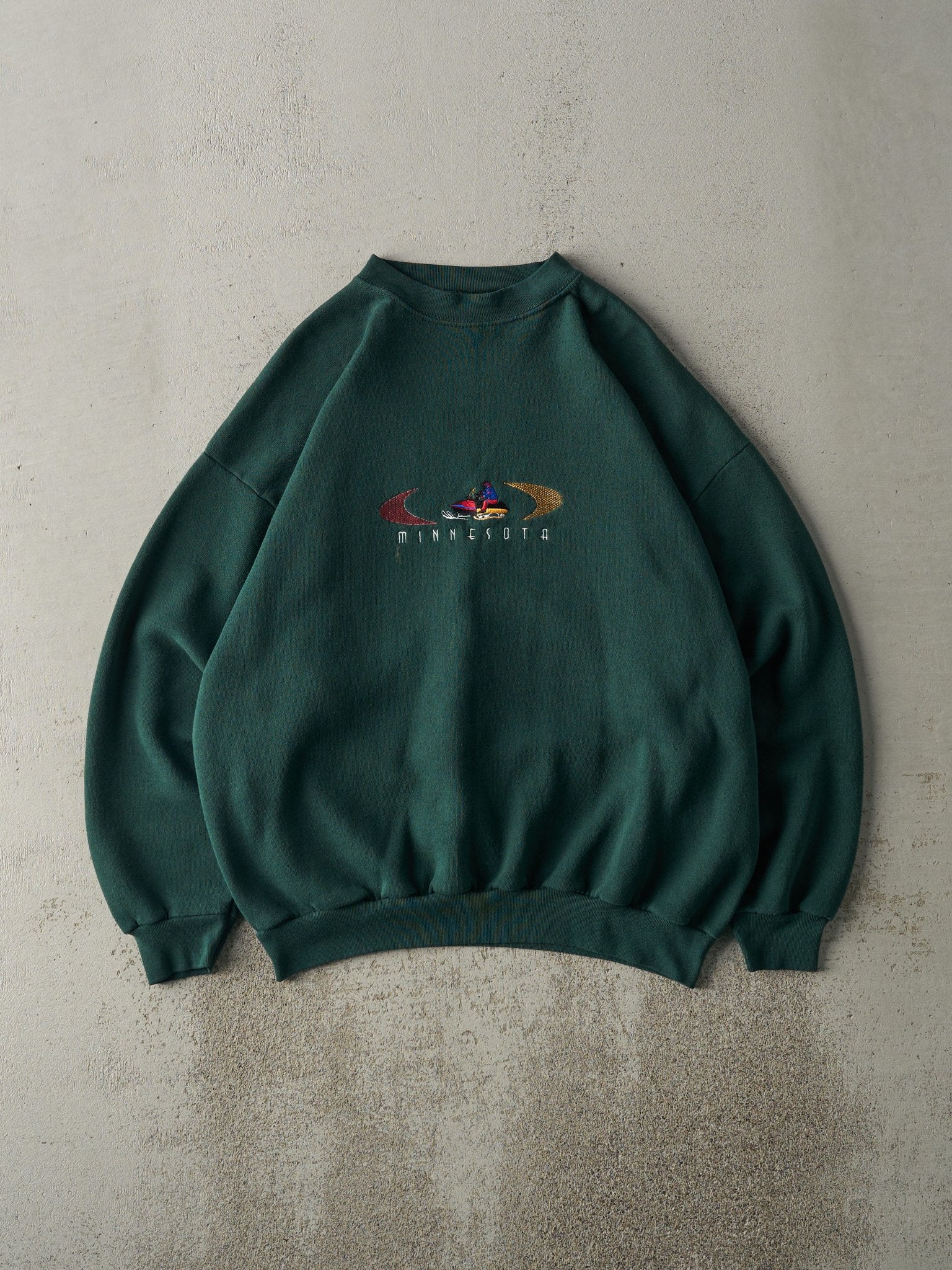 Vintage 90s Green Embroidered Minnesota Crewneck (L)