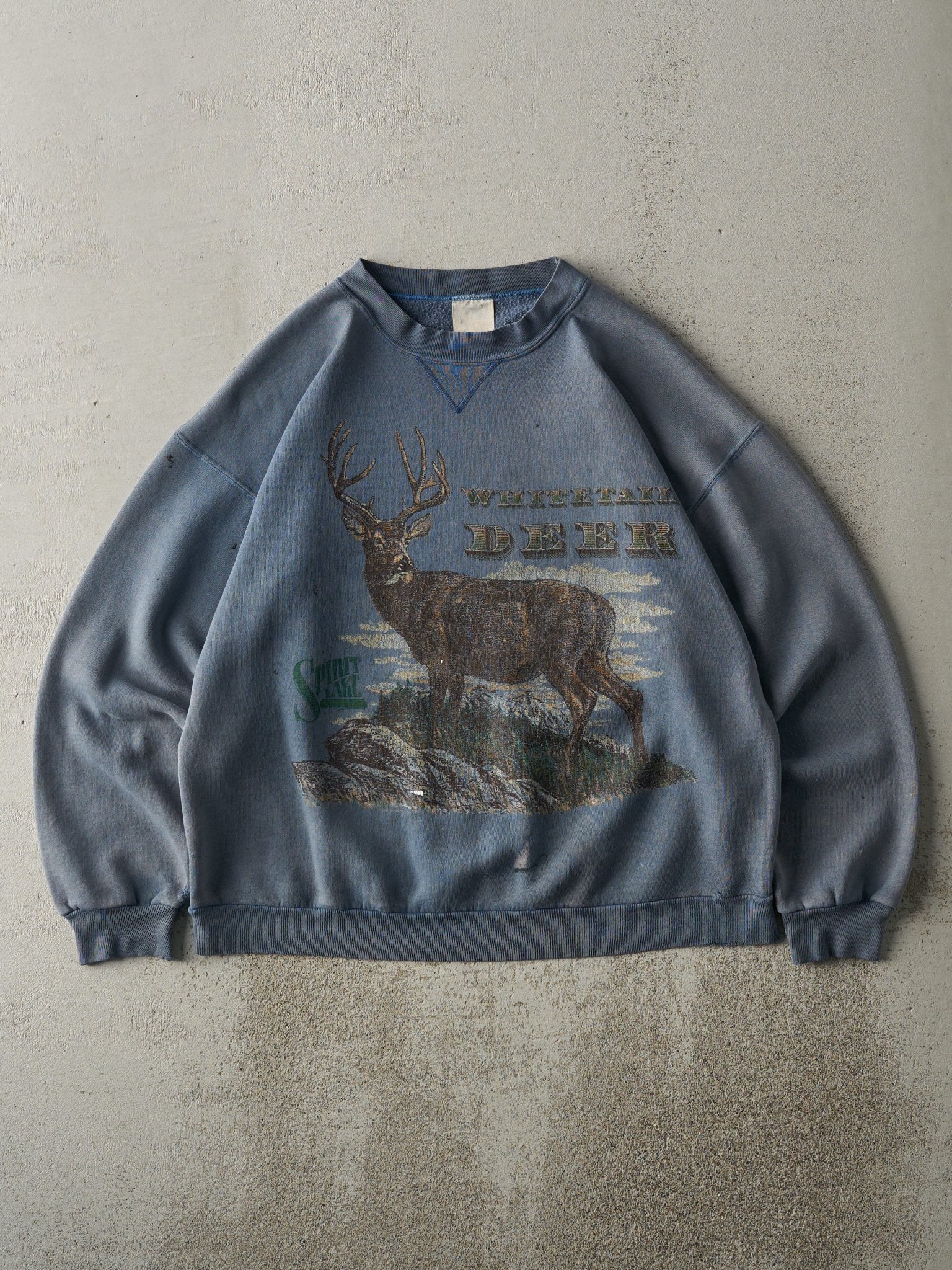Vintage 90s Slate Blue Whitetail Deer Crewneck (L)