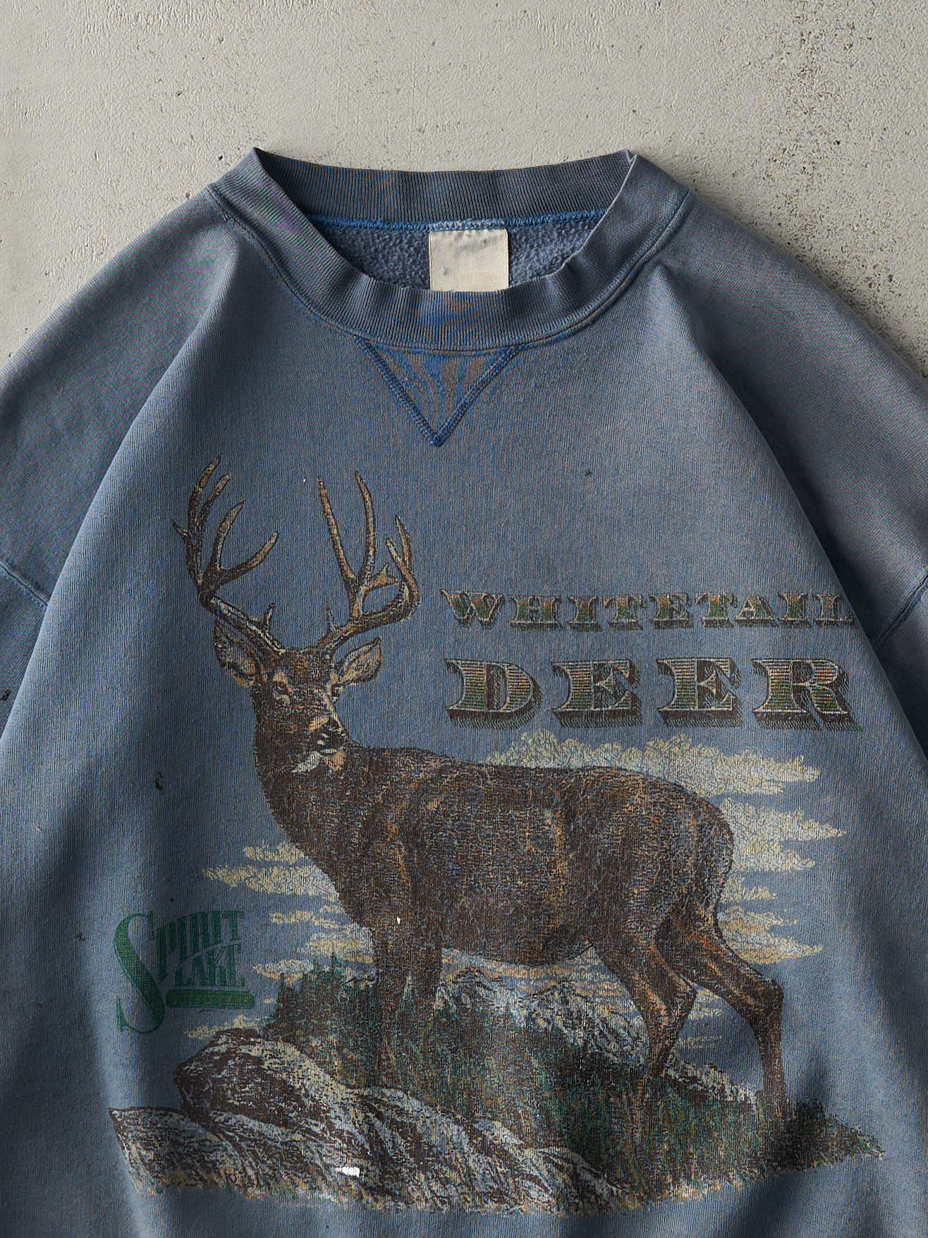 Vintage 90s Slate Blue Whitetail Deer Crewneck (L)