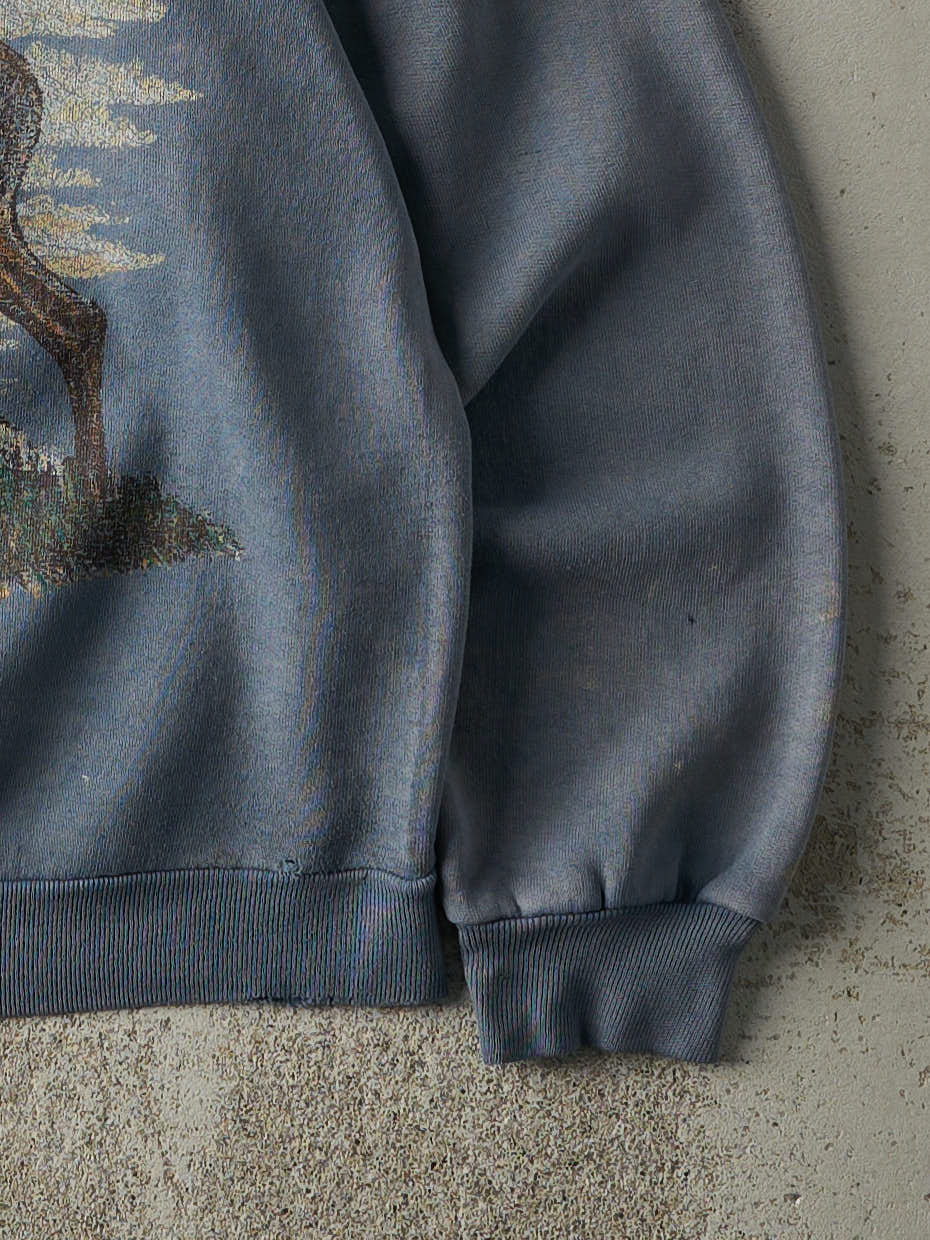 Vintage 90s Slate Blue Whitetail Deer Crewneck (L)