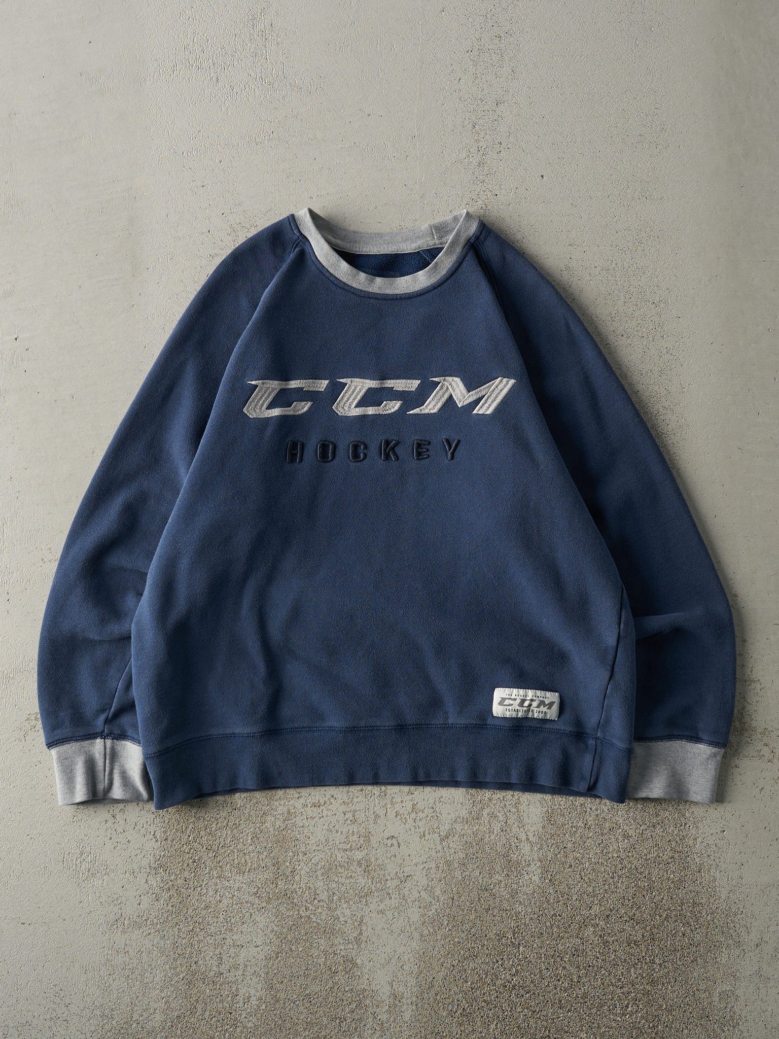 Vintage Y2K Navy Blue CCM Embroidered Boxy Crewneck (M)